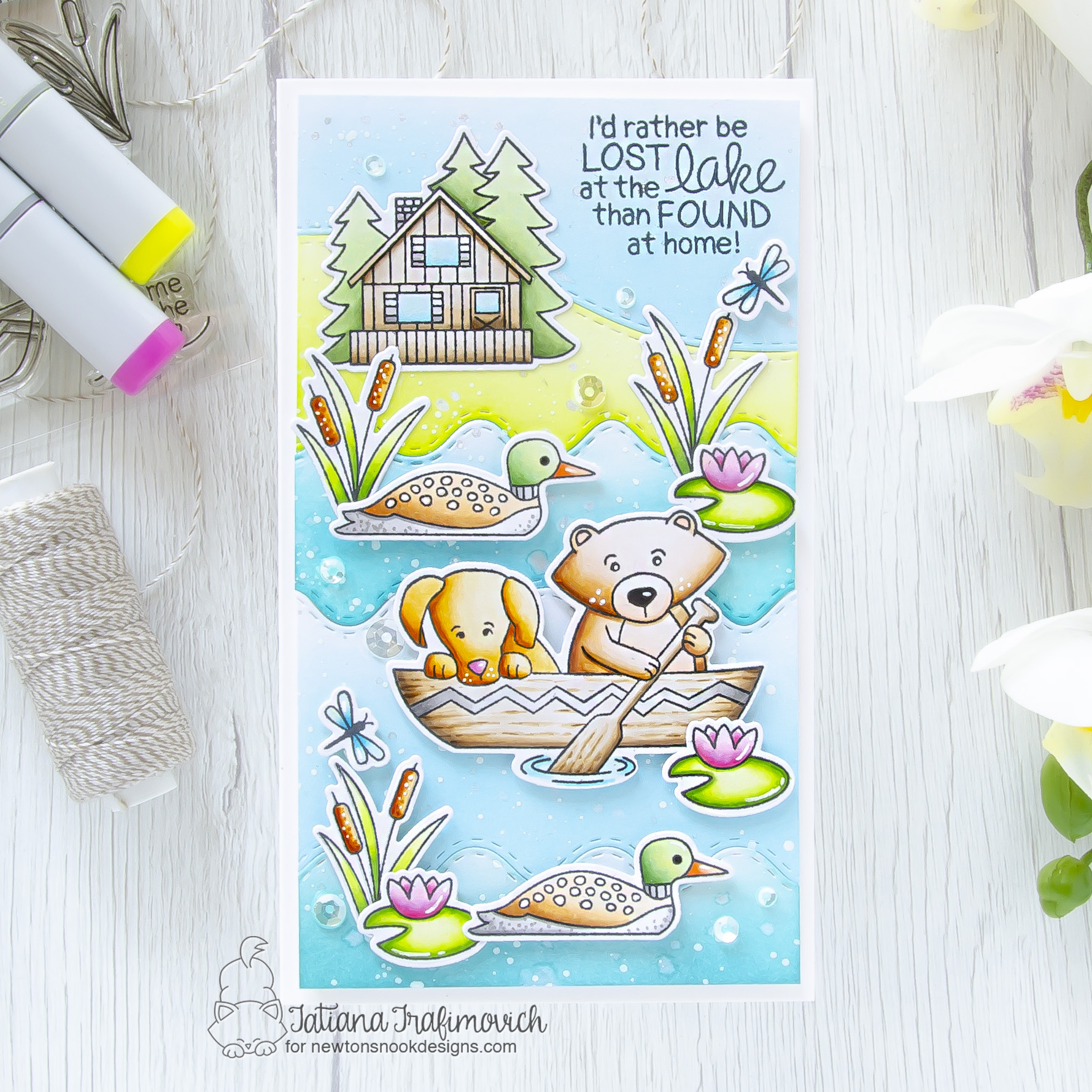 I'd Rather Be Lost At The Lake... #handmade card by Tatiana Trafimovich #tatianacraftandart - Winston's Lake House stamp set by Newton's Nook Designs #newtonsnook