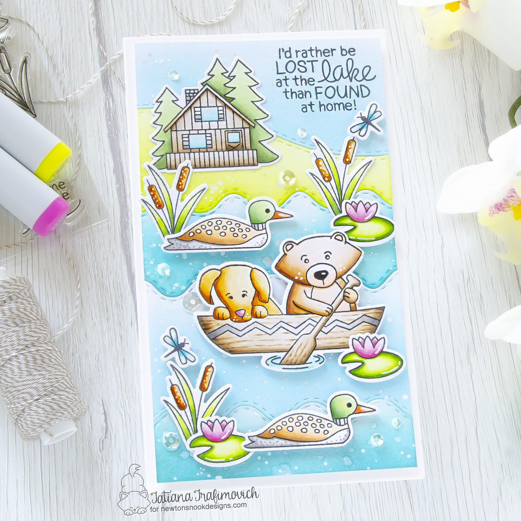 I'd Rather Be Lost At The Lake... #handmade card by Tatiana Trafimovich #tatianacraftandart - Winston's Lake House stamp set by Newton's Nook Designs #newtonsnook