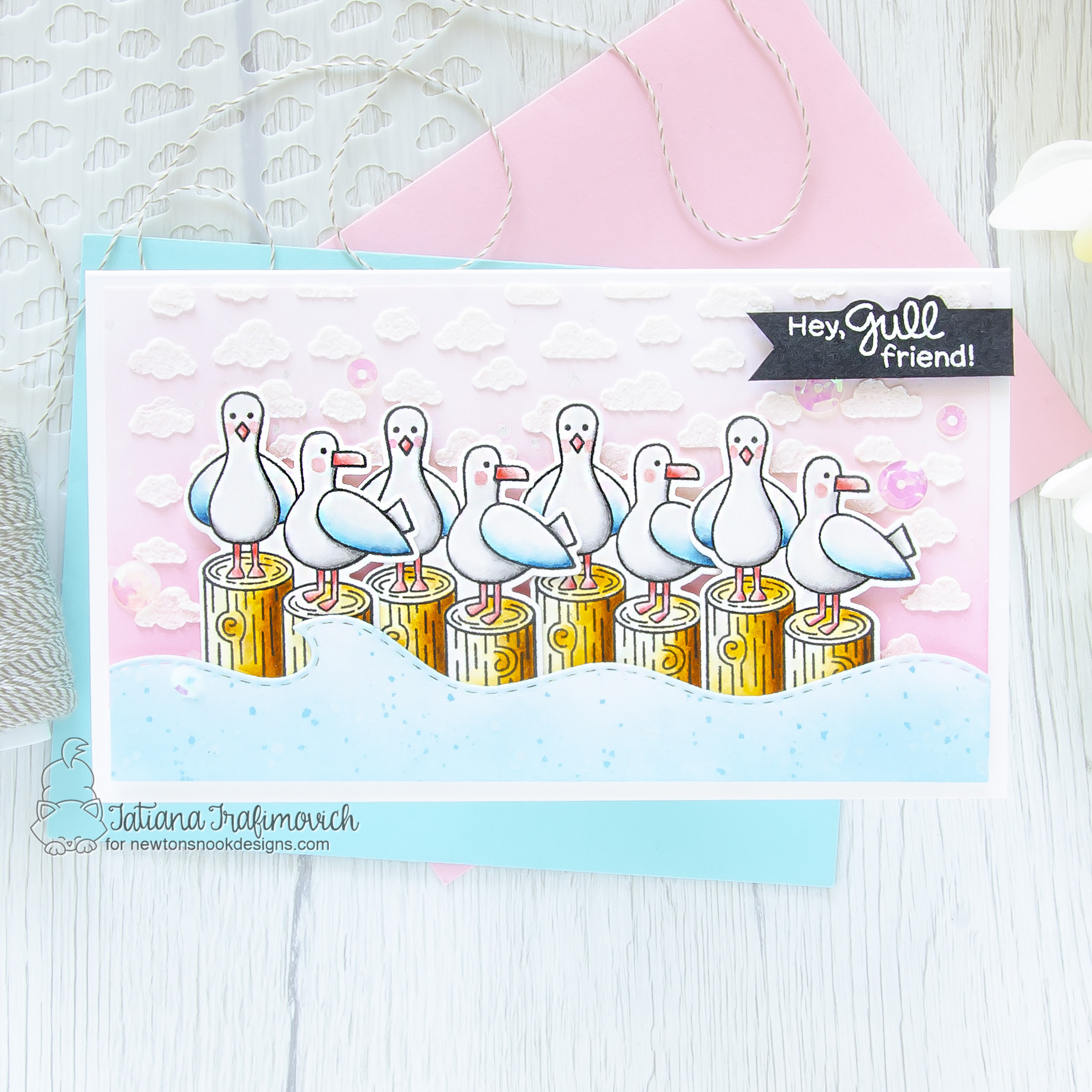 Hey, Gull Friend! #handmade card by Tatiana Trafimovich #tatianacraftandart - Gull Friends stamp set by Newton's Nook Designs #newtonsnook