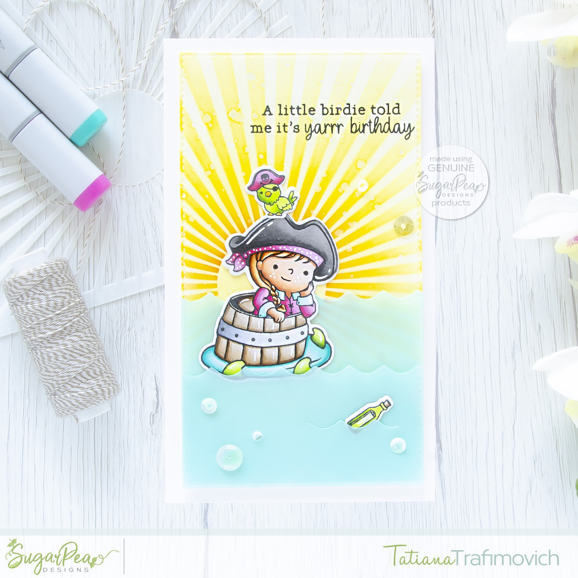 It's Yarrr Birthday #handmade card by Tatiana Trafimovich #tatianacraftandart - Captain of My Heart stamp set by SugarPea Designs #sugarpeadesigns