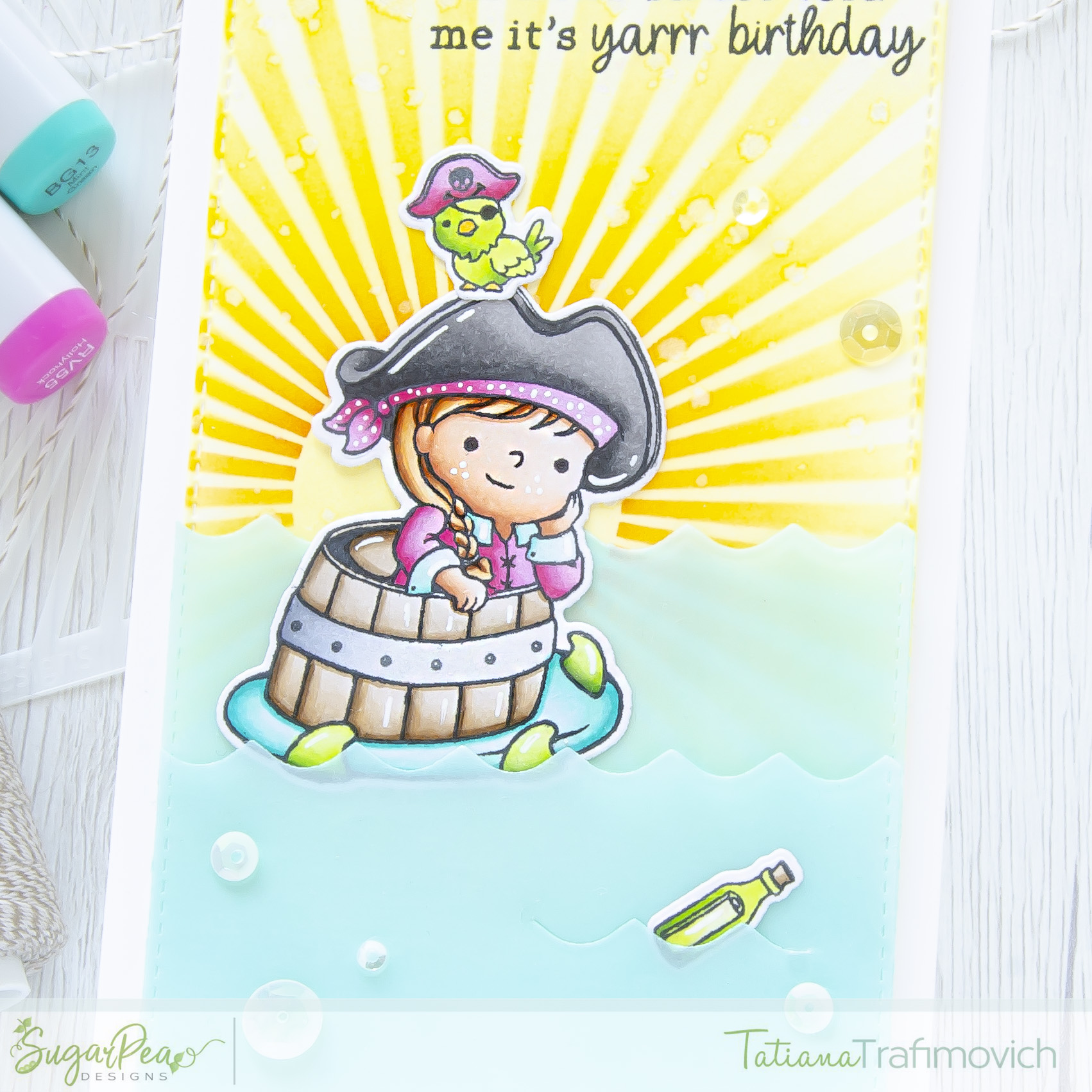 It's Yarrr Birthday #handmade card by Tatiana Trafimovich #tatianacraftandart - Captain of My Heart stamp set by SugarPea Designs #sugarpeadesigns