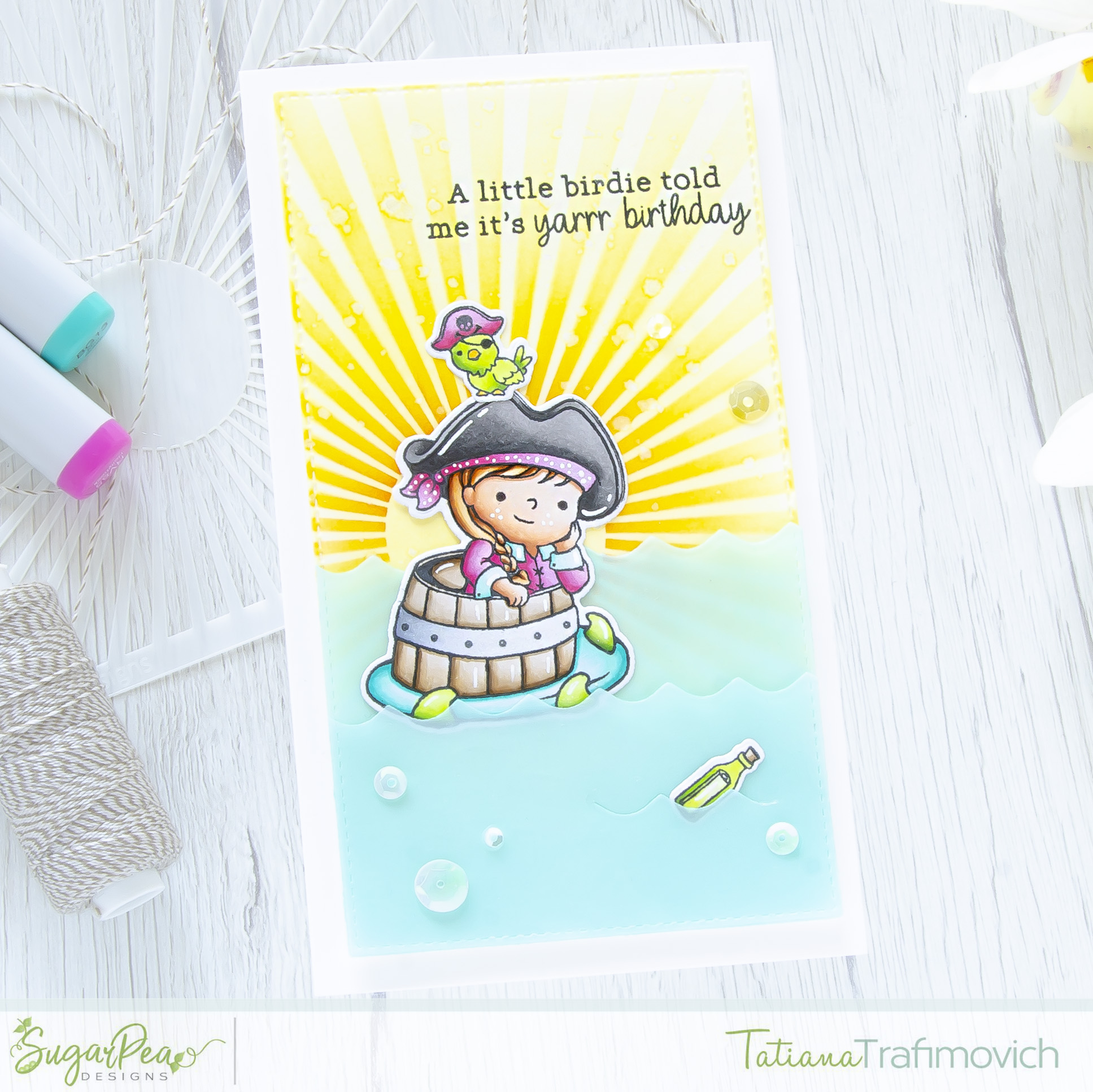 It's Yarrr Birthday #handmade card by Tatiana Trafimovich #tatianacraftandart - Captain of My Heart stamp set by SugarPea Designs #sugarpeadesigns