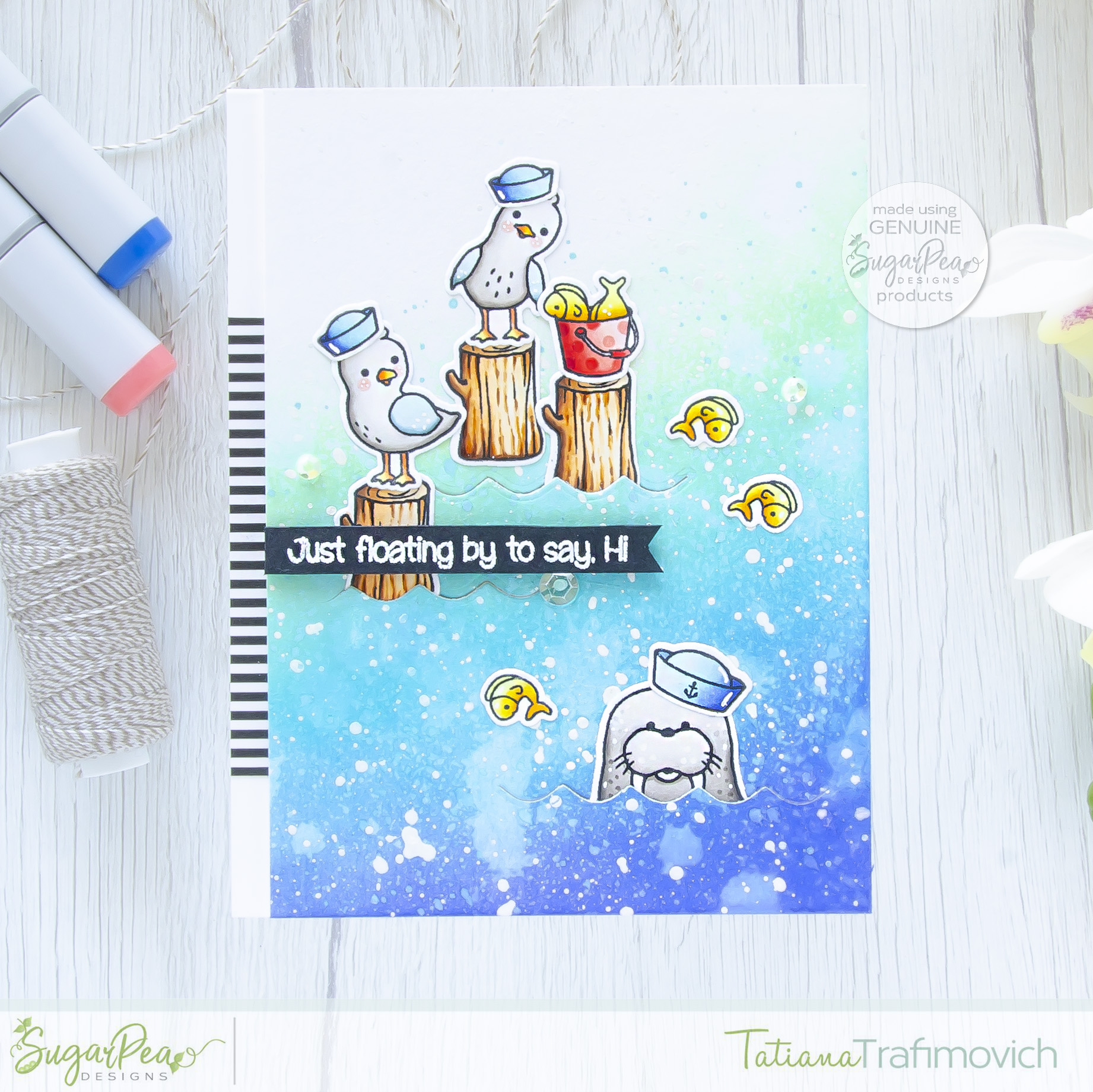 Just Floating By... #handmade card by Tatiana Trafimovich #tatianacraftandart - Salty Seagulls stamp set by SugarPea Designs #sugarpeadesigns