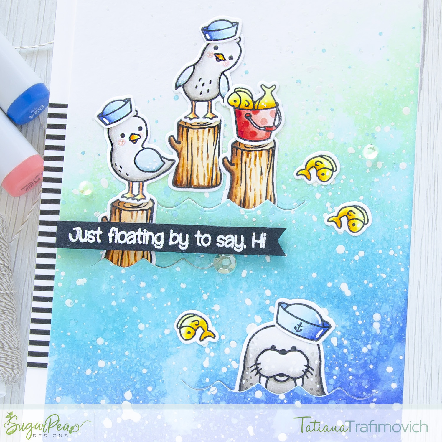 Just Floating By... #handmade card by Tatiana Trafimovich #tatianacraftandart - Salty Seagulls stamp set by SugarPea Designs #sugarpeadesigns