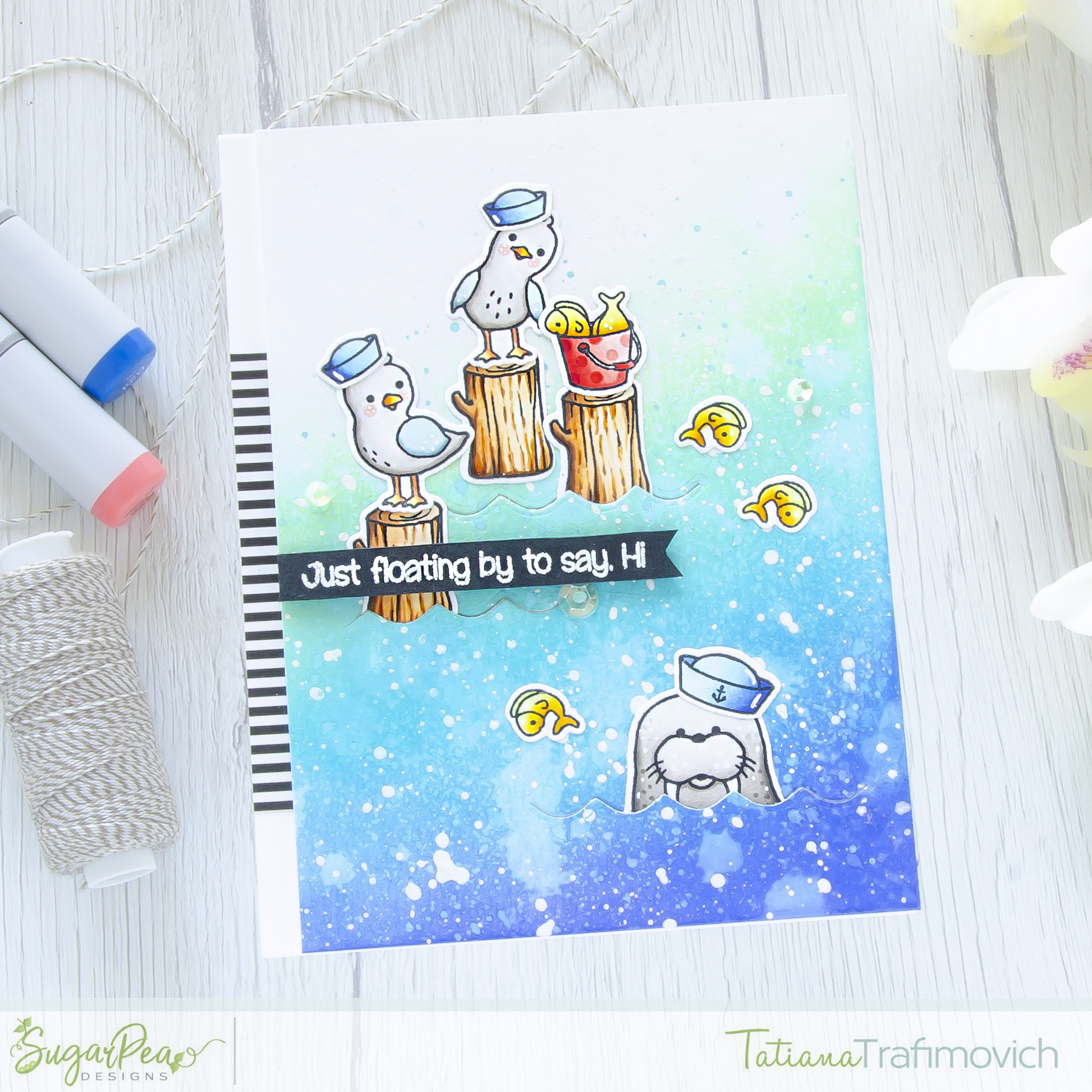 Just Floating By... #handmade card by Tatiana Trafimovich #tatianacraftandart - Salty Seagulls stamp set by SugarPea Designs #sugarpeadesigns