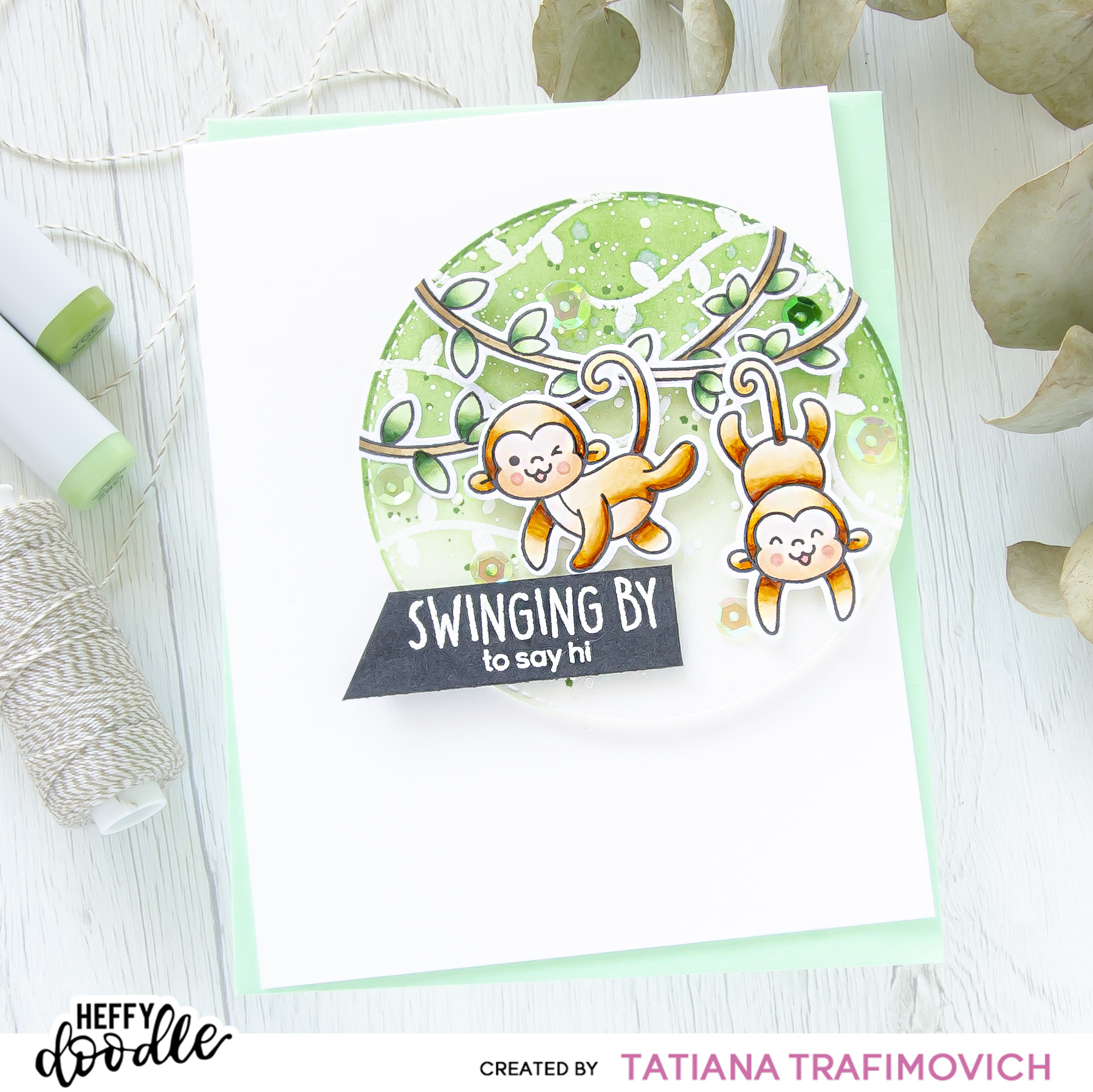Swinging By #handmade card by Tatiana Trafimovich #tatianacraftandart - Chimply The Best stamp set by Heffy Doodle #heffydoodle