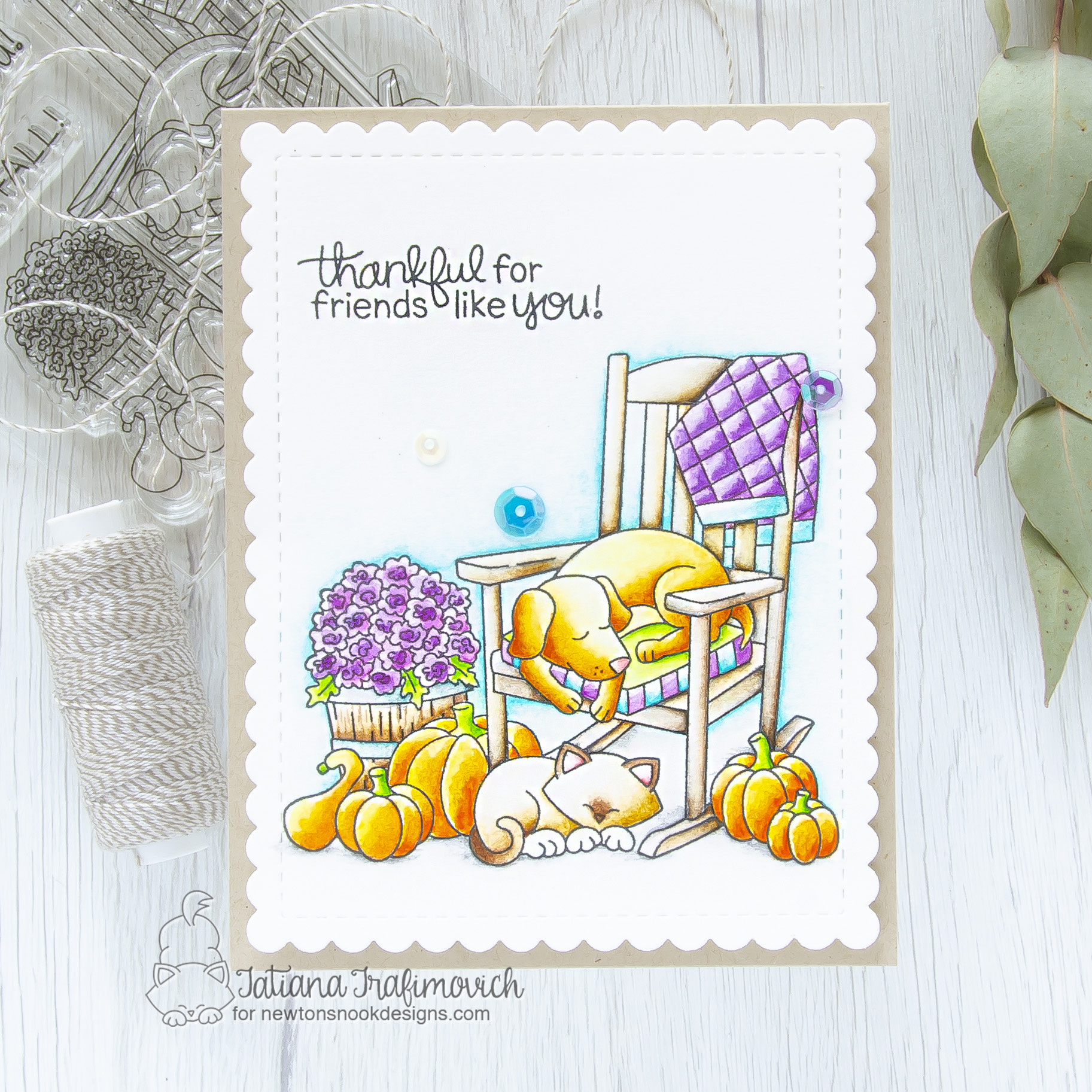 Friend #handmade card by Tatiana Trafimovich #tatianacraftandart - Fall Friends stamp set by Newton's Nook Designs #newtonsnook