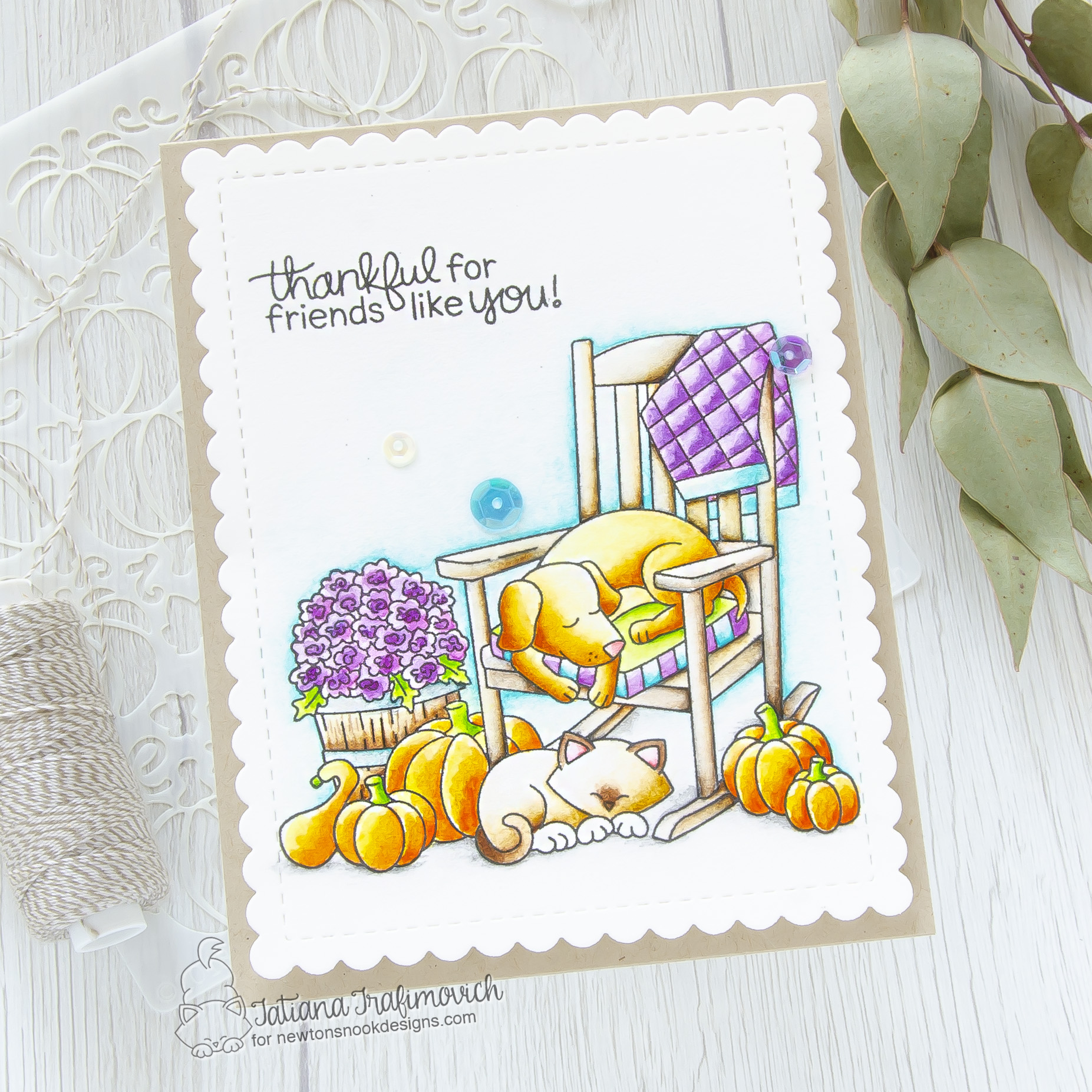 Friend #handmade card by Tatiana Trafimovich #tatianacraftandart - Fall Friends stamp set by Newton's Nook Designs #newtonsnook