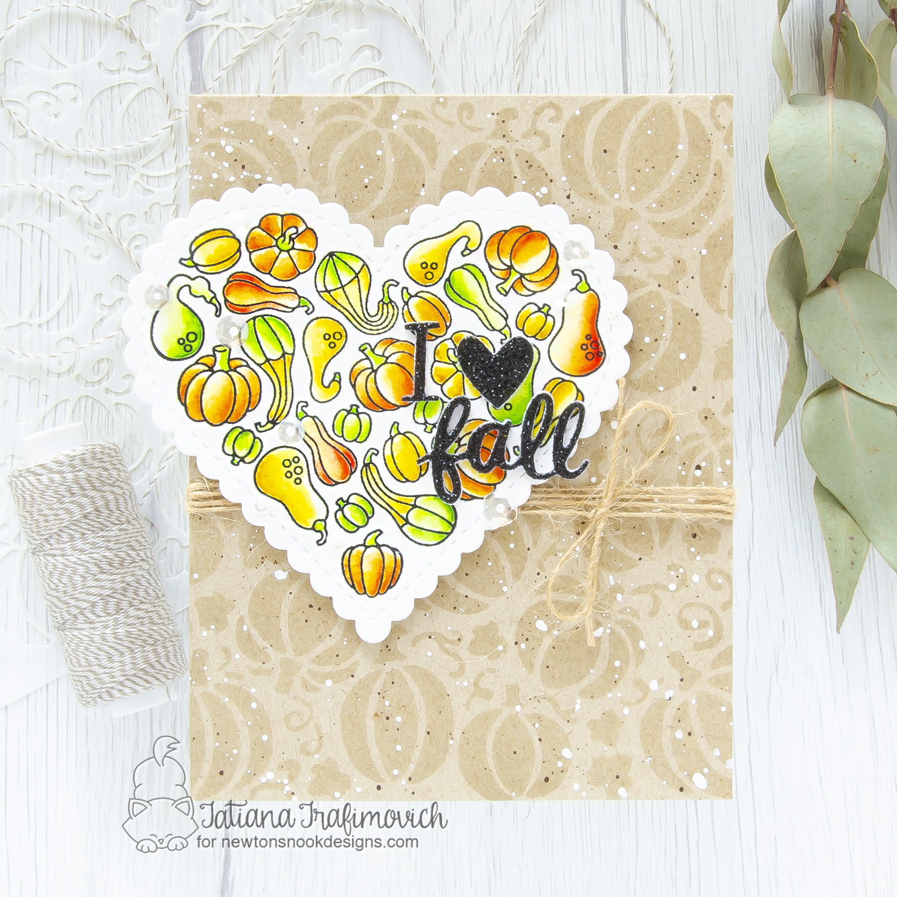 I Love Fall #handmade card by Tatiana Trafimovich #tatianacraftandart - Heartfelt Gourds stamp set by Newton's Nook Designs #newtonsnook