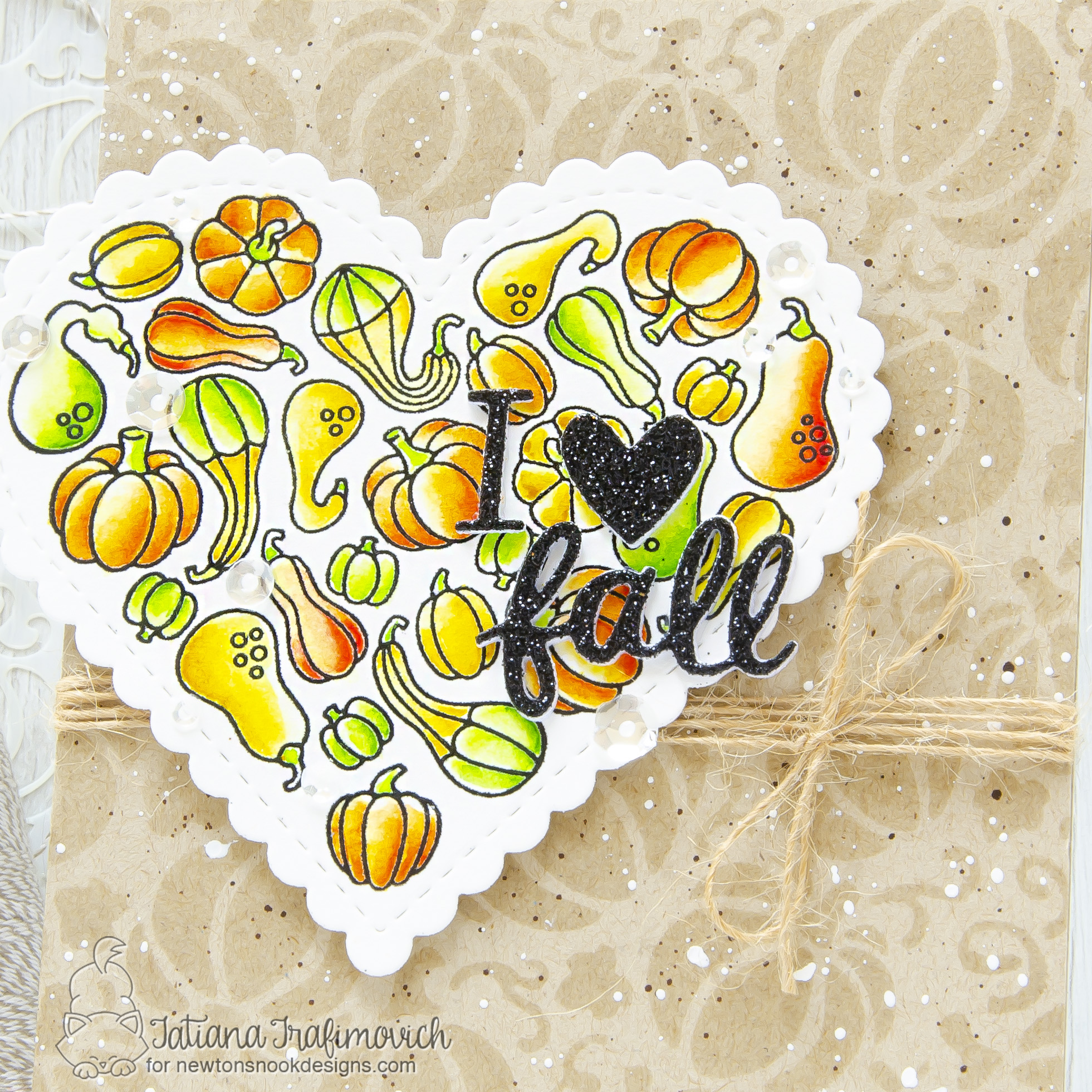 I Love Fall #handmade card by Tatiana Trafimovich #tatianacraftandart - Heartfelt Gourds stamp set by Newton's Nook Designs #newtonsnook