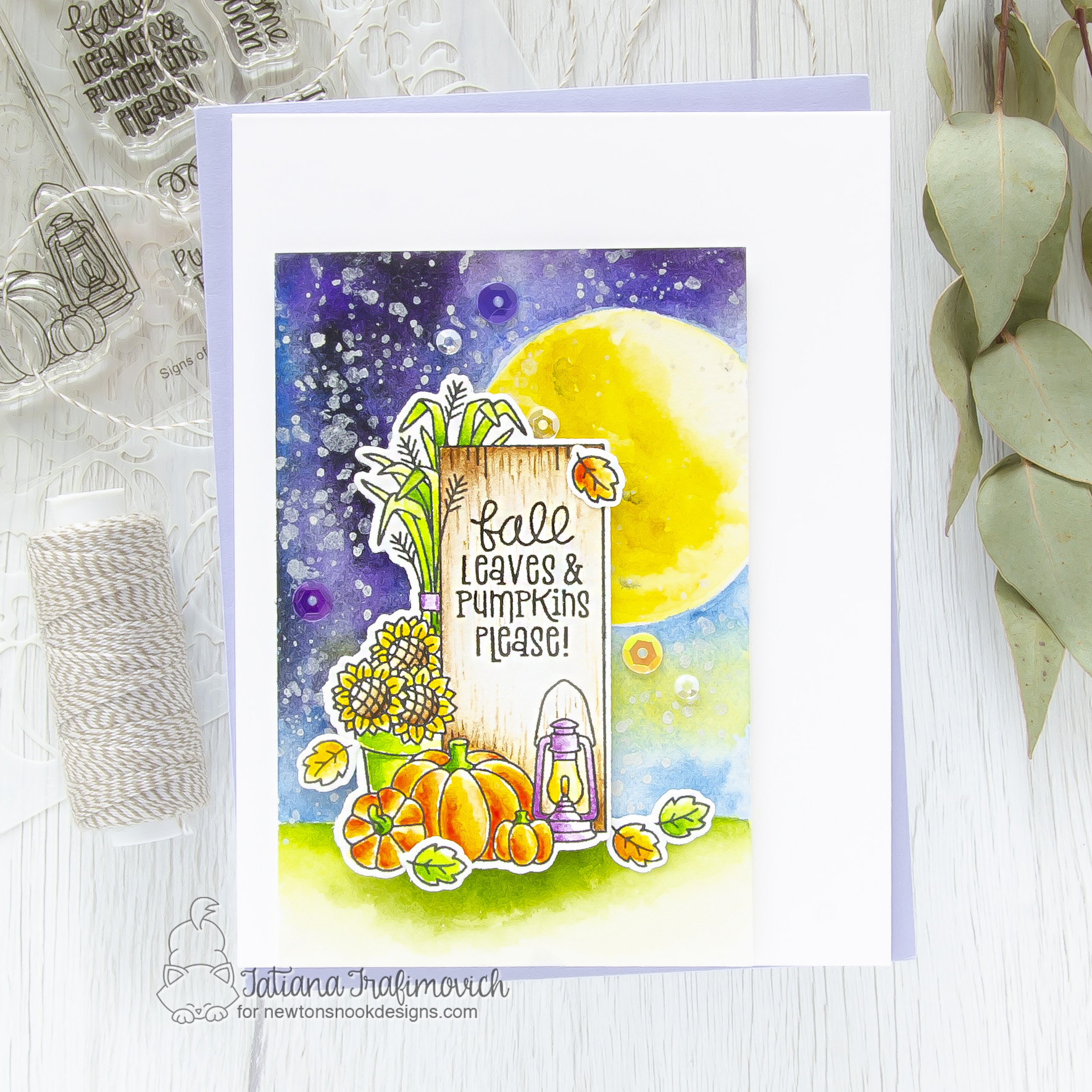 Fall Leaves & Pumpkins Please #handmade card by Tatiana Trafimovich #tatianacraftandart - Signs of Fall stamp set by Newton's Nook Designs #newtonsnook