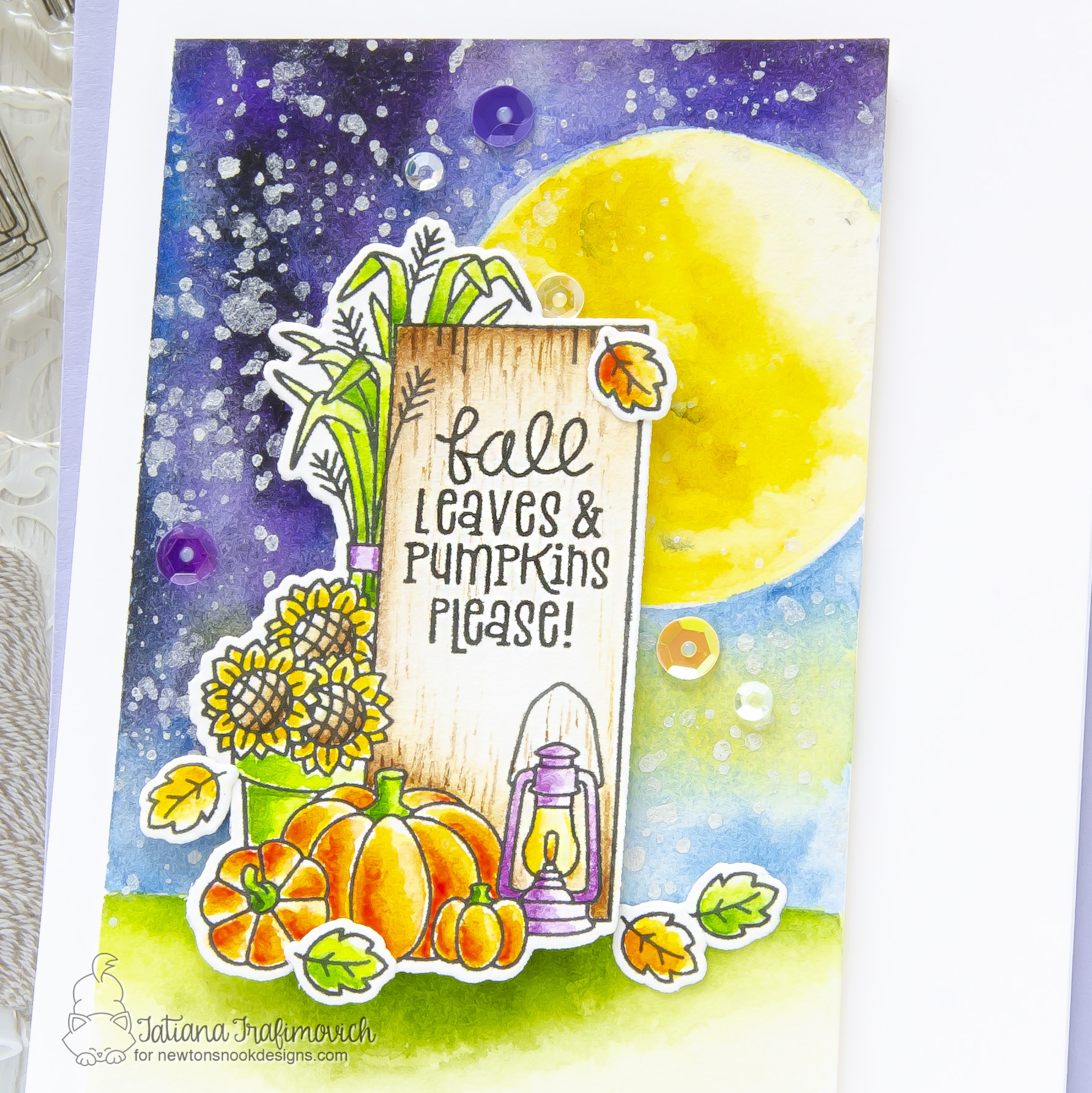 Fall Leaves & Pumpkins Please #handmade card by Tatiana Trafimovich #tatianacraftandart - Signs of Fall stamp set by Newton's Nook Designs #newtonsnook