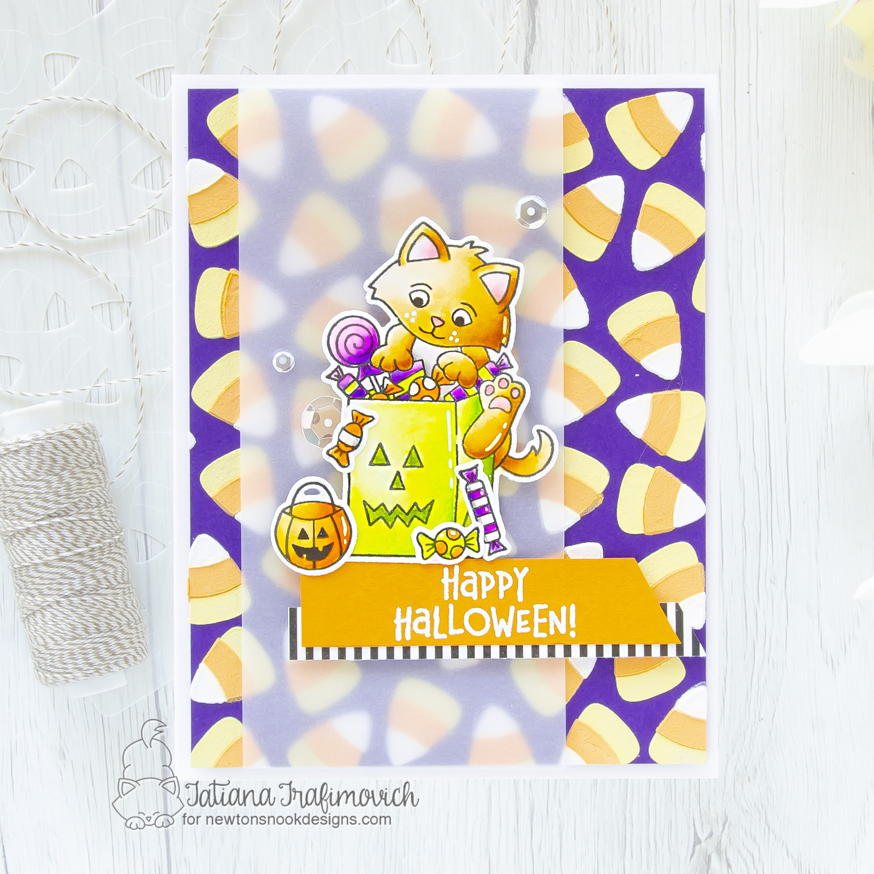 Happy Halloween #handmade card by Tatiana Trafimovich #tatianacraftandart - Trick or Treat Kittens stamp set by Newton's Nook Designs #newtonsnook