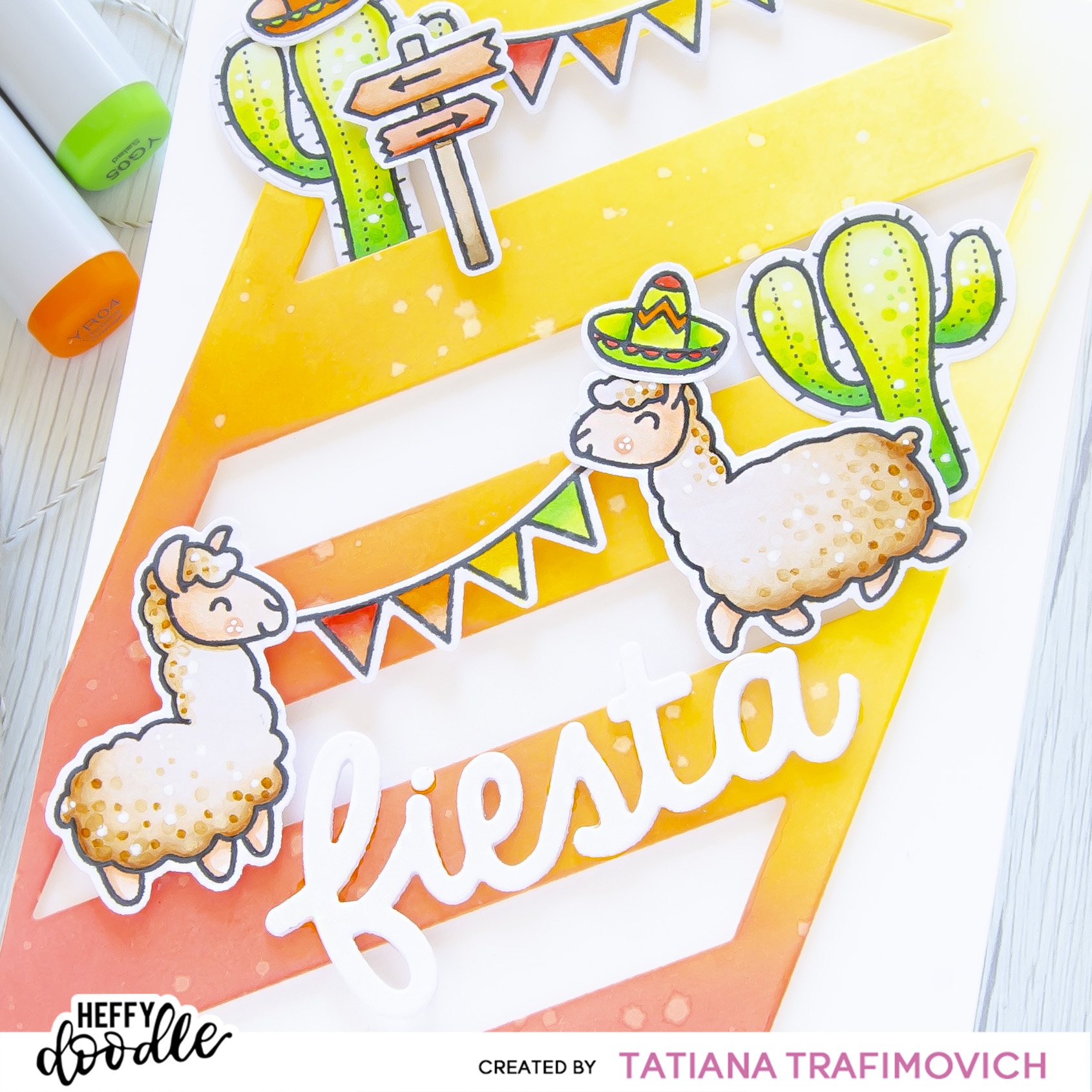 Fiesta #handmade card by Tatiana Trafimovich #tatianacraftandart - Llamazing Llamas Stamp Set by Heffy Doodle #heffydoodle