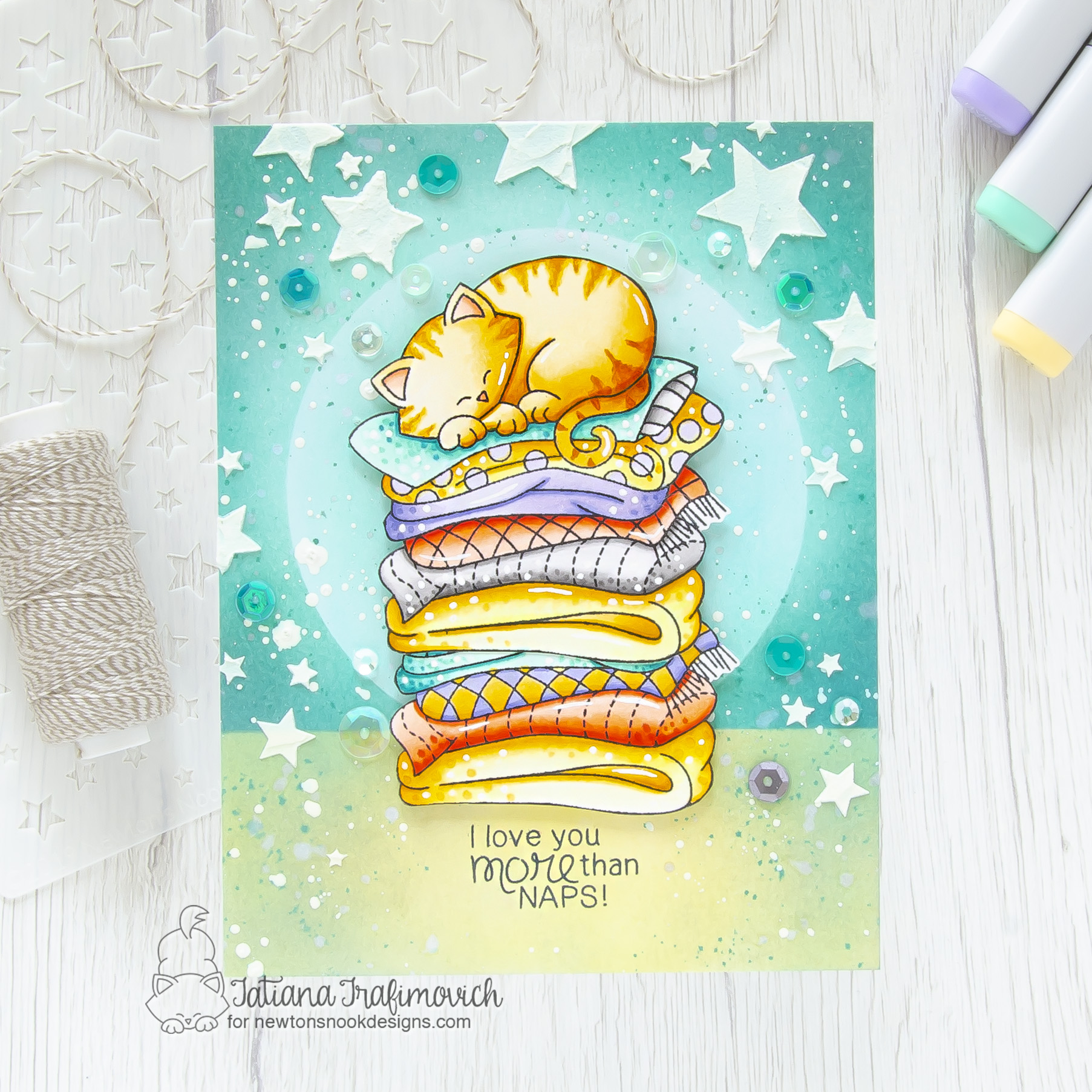 I Love You More Than Naps #handmade card by Tatiana Trafimovich #tatianacraftandart - Newton's Naptime stamp set by Newton's Nook Designs #newtonsnook