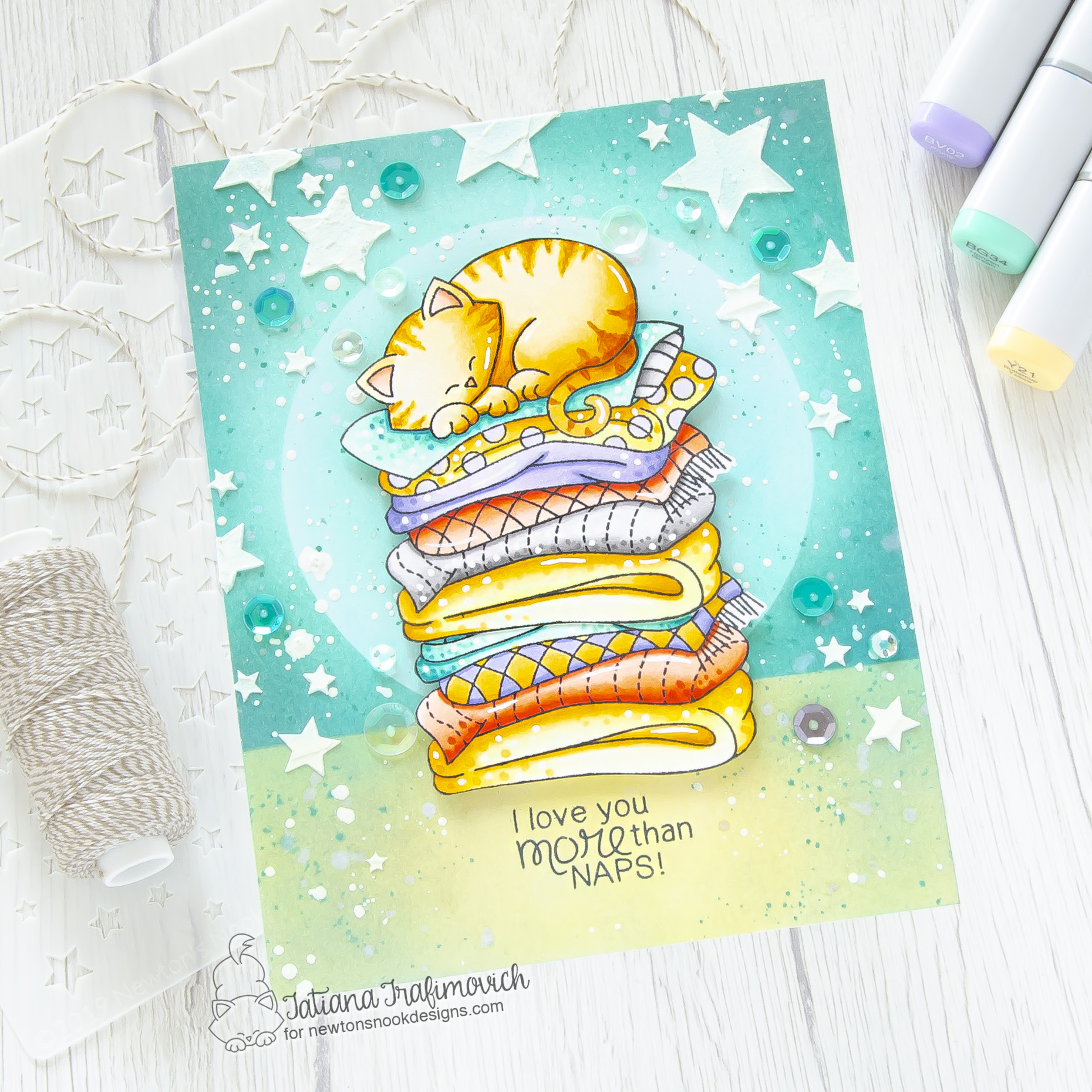 I Love You More Than Naps #handmade card by Tatiana Trafimovich #tatianacraftandart - Newton's Naptime stamp set by Newton's Nook Designs #newtonsnook