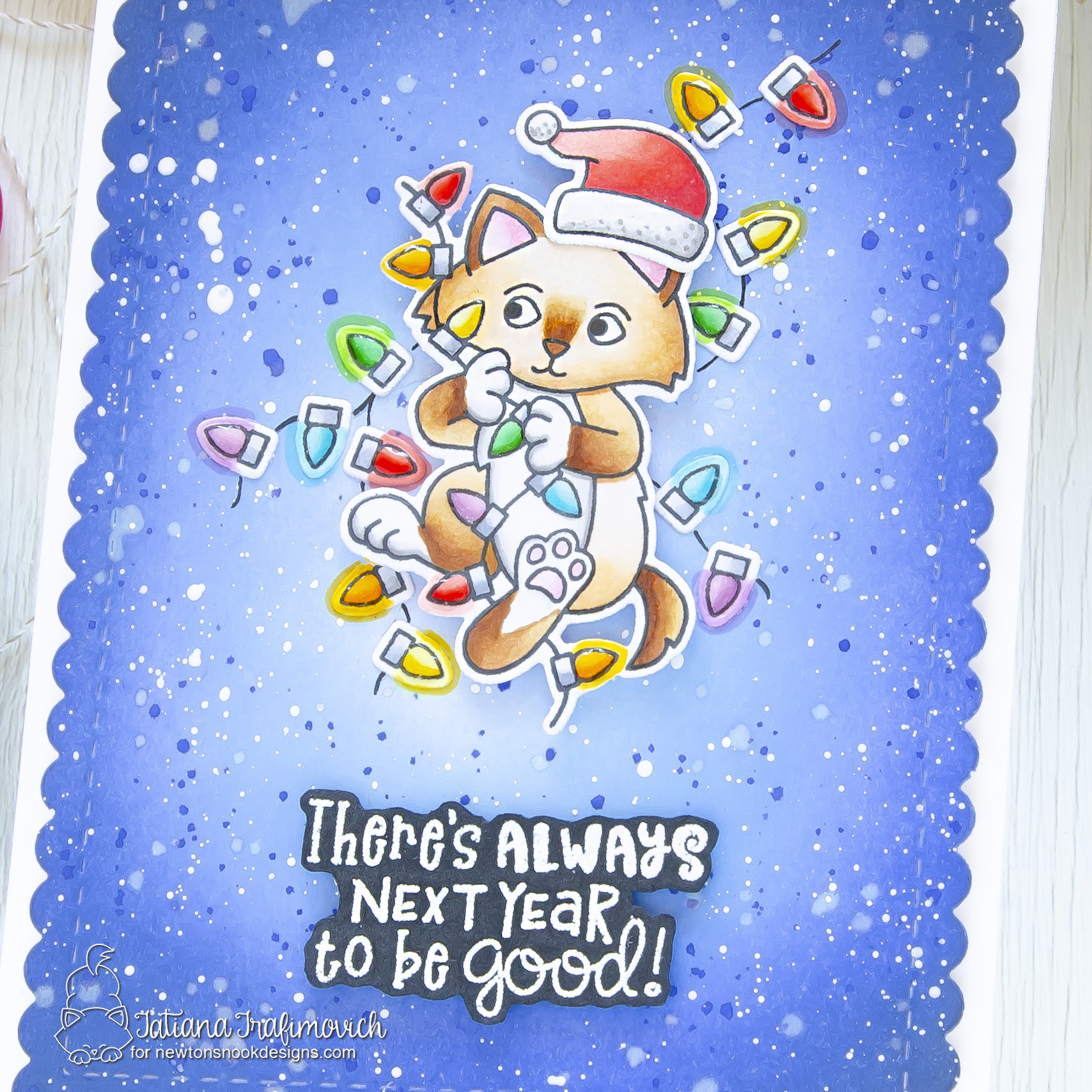 There's Always Next Year To Be Good #handmade card by Tatiana Trafimovich #tatianacraftandart - A Kitten Christmas stamp set by Newton's Nook Designs #newtonsnook