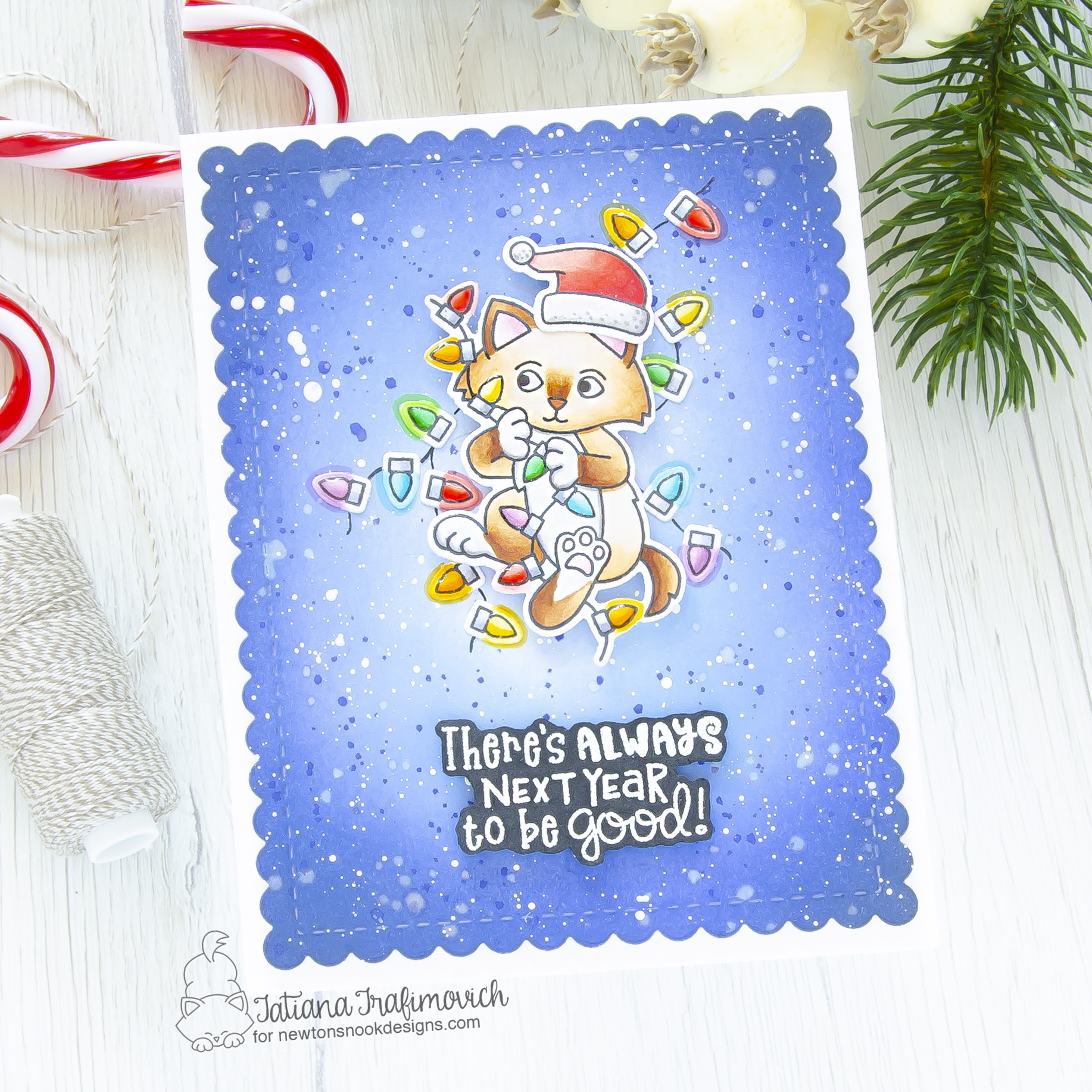 There's Always Next Year To Be Good #handmade card by Tatiana Trafimovich #tatianacraftandart - A Kitten Christmas stamp set by Newton's Nook Designs #newtonsnook