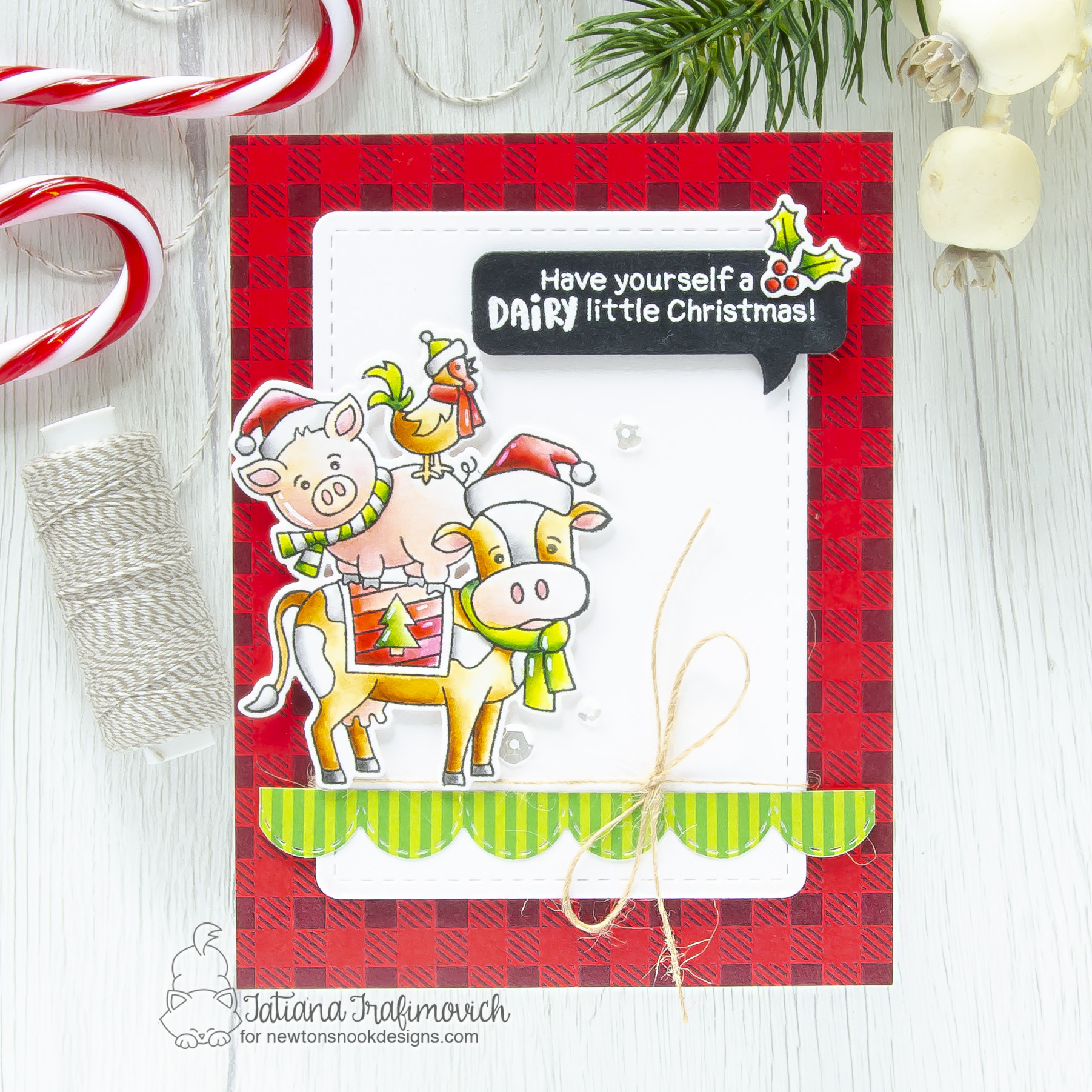 Christmas #handmade card by Tatiana Trafimovich #tatianacraftandart - Dairy Christmas stamp set by Newton's Nook Designs #newtonsnook