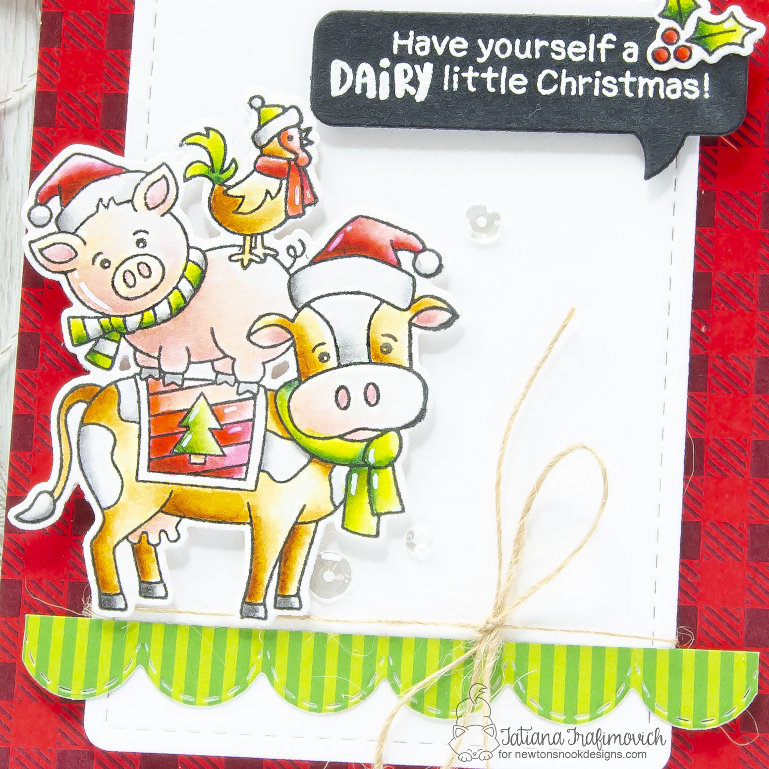 Christmas #handmade card by Tatiana Trafimovich #tatianacraftandart - Dairy Christmas stamp set by Newton's Nook Designs #newtonsnook