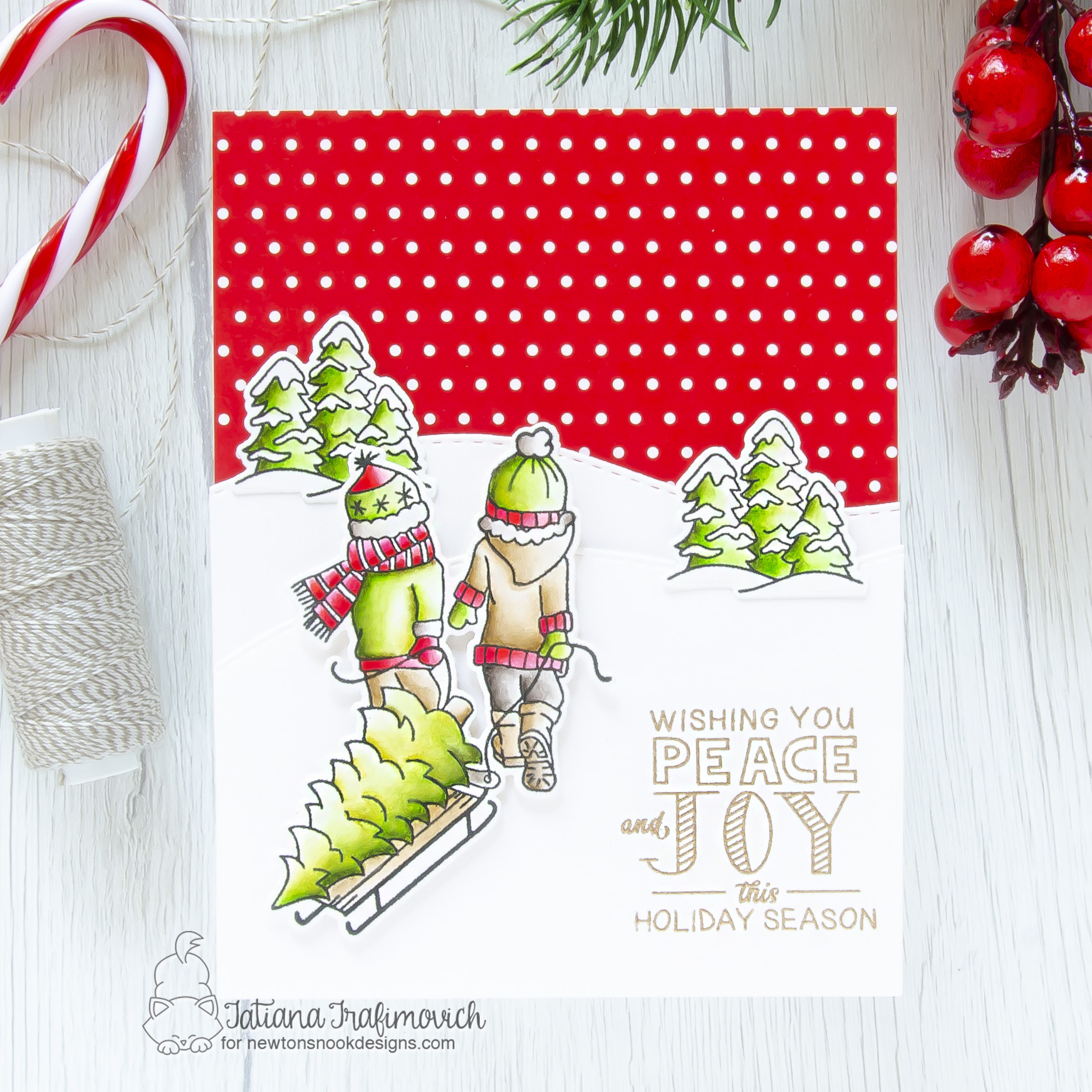 Peace & Joy #handmade card by Tatiana Trafimovich #tatianacraftandart - Holiday Home stamp set by Newton's Nook Designs #newtonsnook