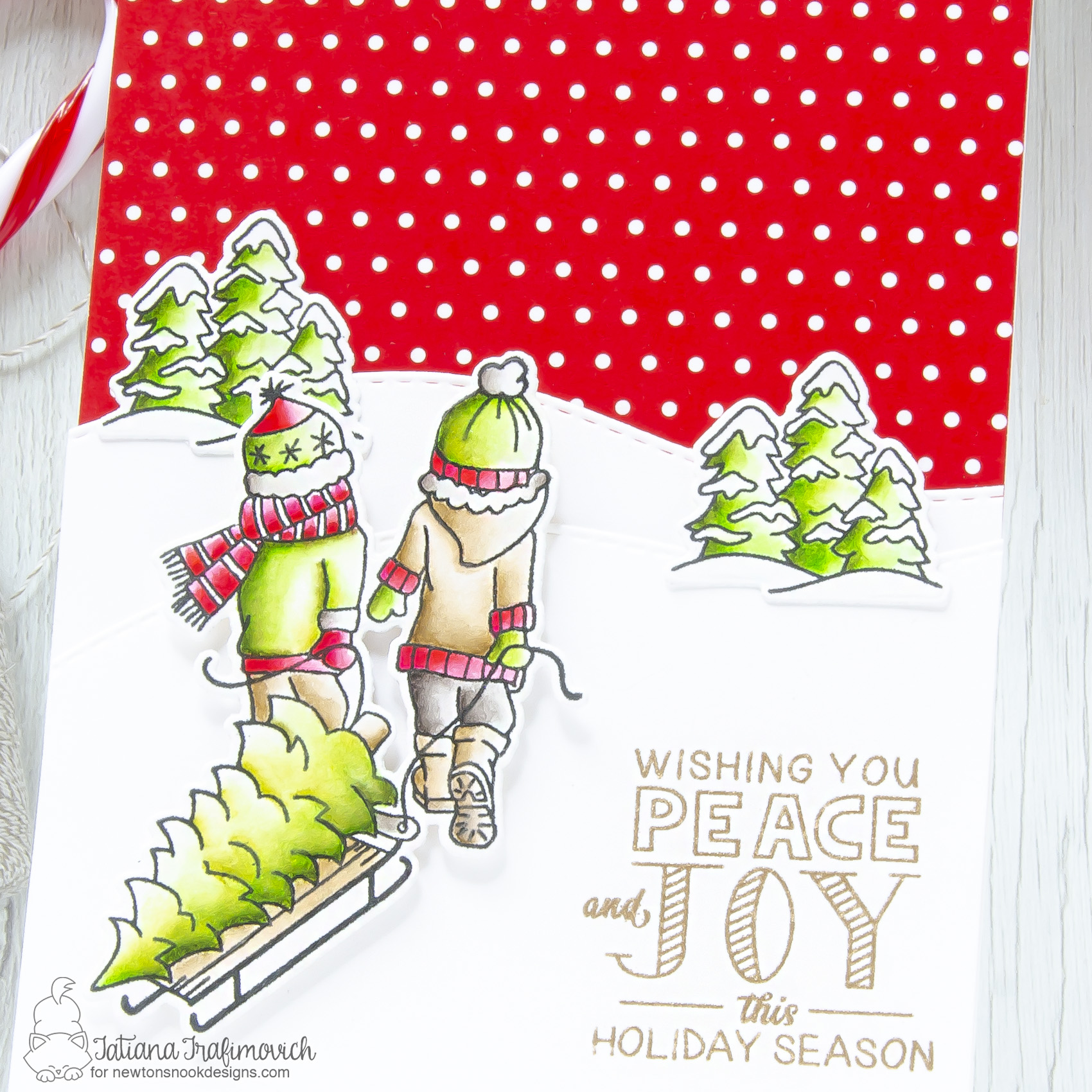 Peace & Joy #handmade card by Tatiana Trafimovich #tatianacraftandart - Holiday Home stamp set by Newton's Nook Designs #newtonsnook