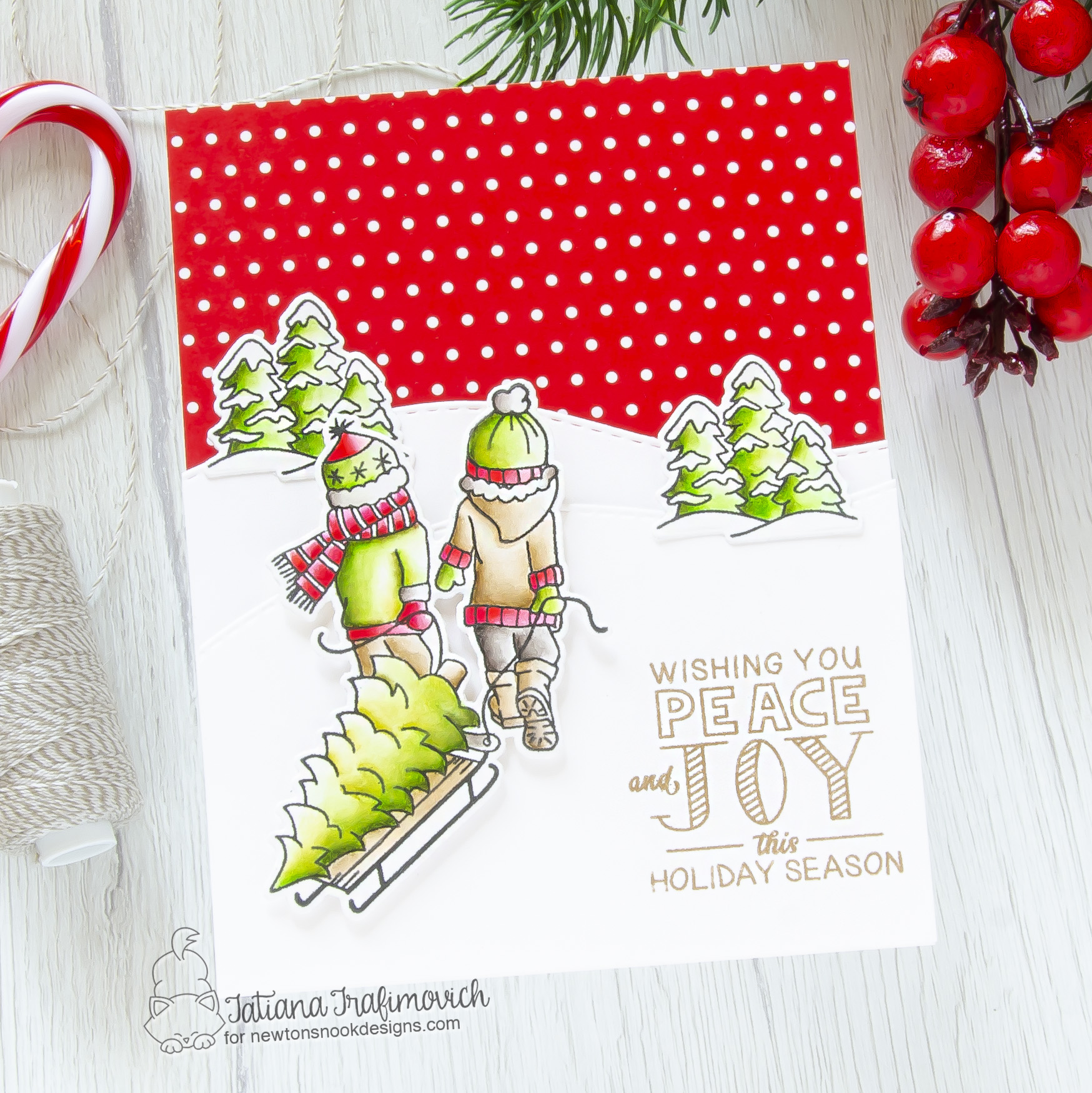 Peace & Joy #handmade card by Tatiana Trafimovich #tatianacraftandart - Holiday Home stamp set by Newton's Nook Designs #newtonsnook