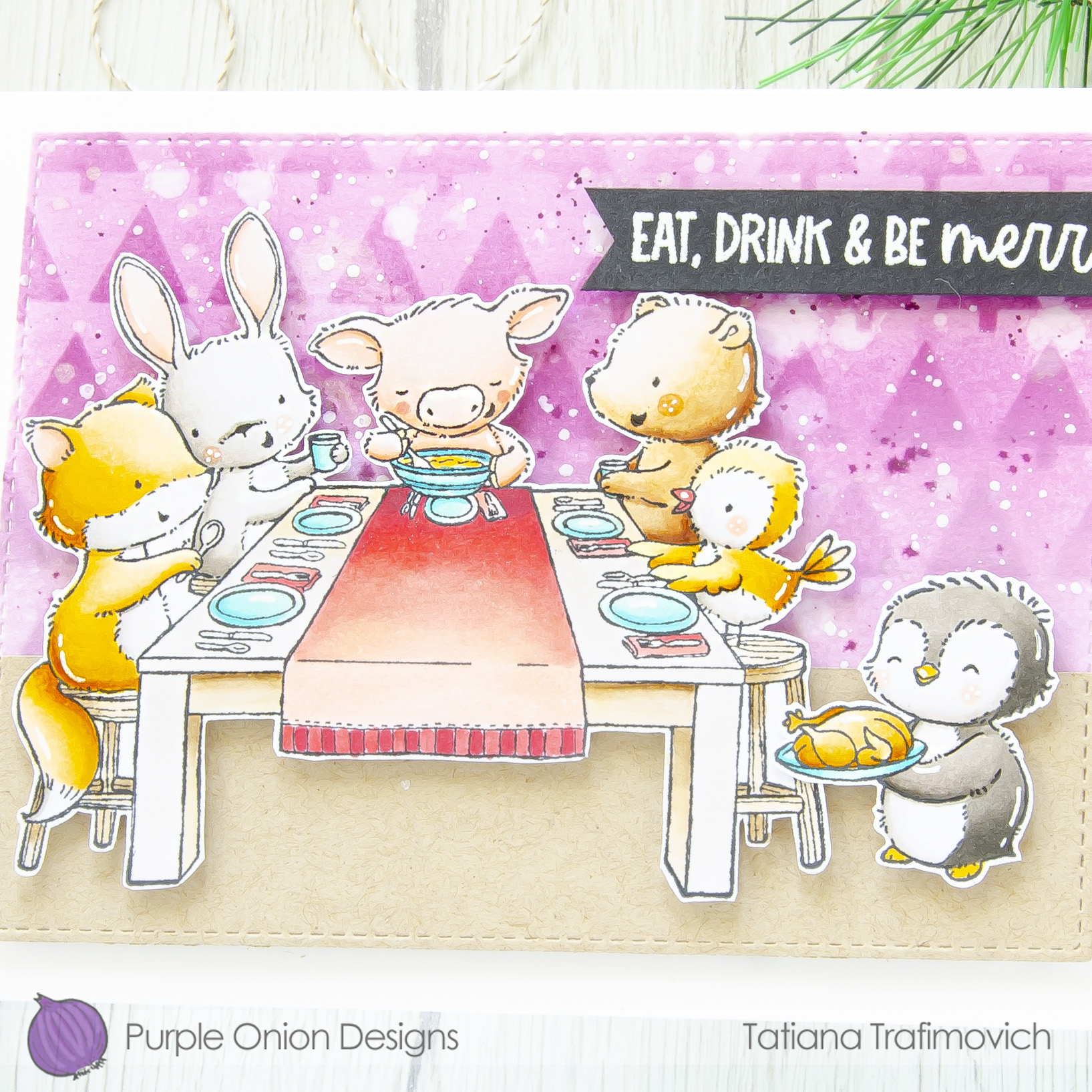 Eat, Drink & Be Merry #handmade card by Tatiana Trafimovich #tatianacraftandart - stamps by Purple Onion Designs