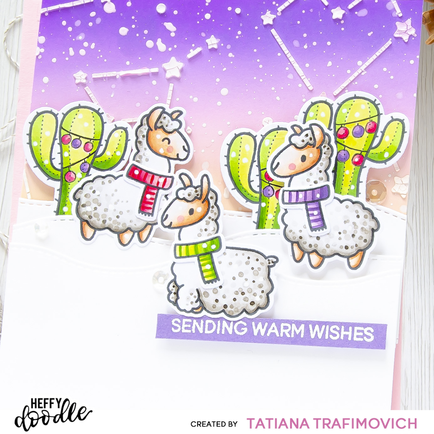 Sending Warm Wishes #handmade card by Tatiana Trafimovich #tatianacraftandart - Llamazing Llamas Stamp Set by Heffy Doodle #heffydoodle