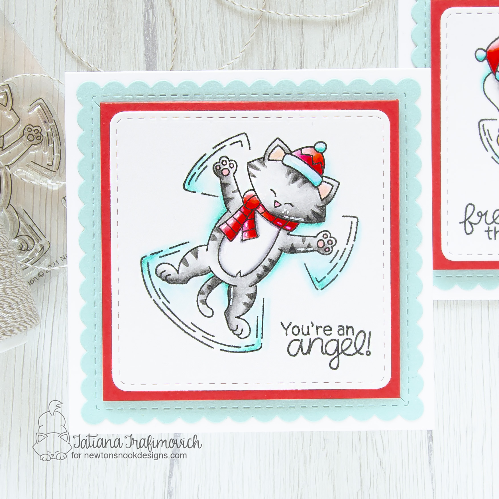 You Are An Angel #handmade card and bookmark by Tatiana Trafimovich #tatianacraftandart - Snow Angel Newton stamp set by Newton's Nook Designs #newtonsnook