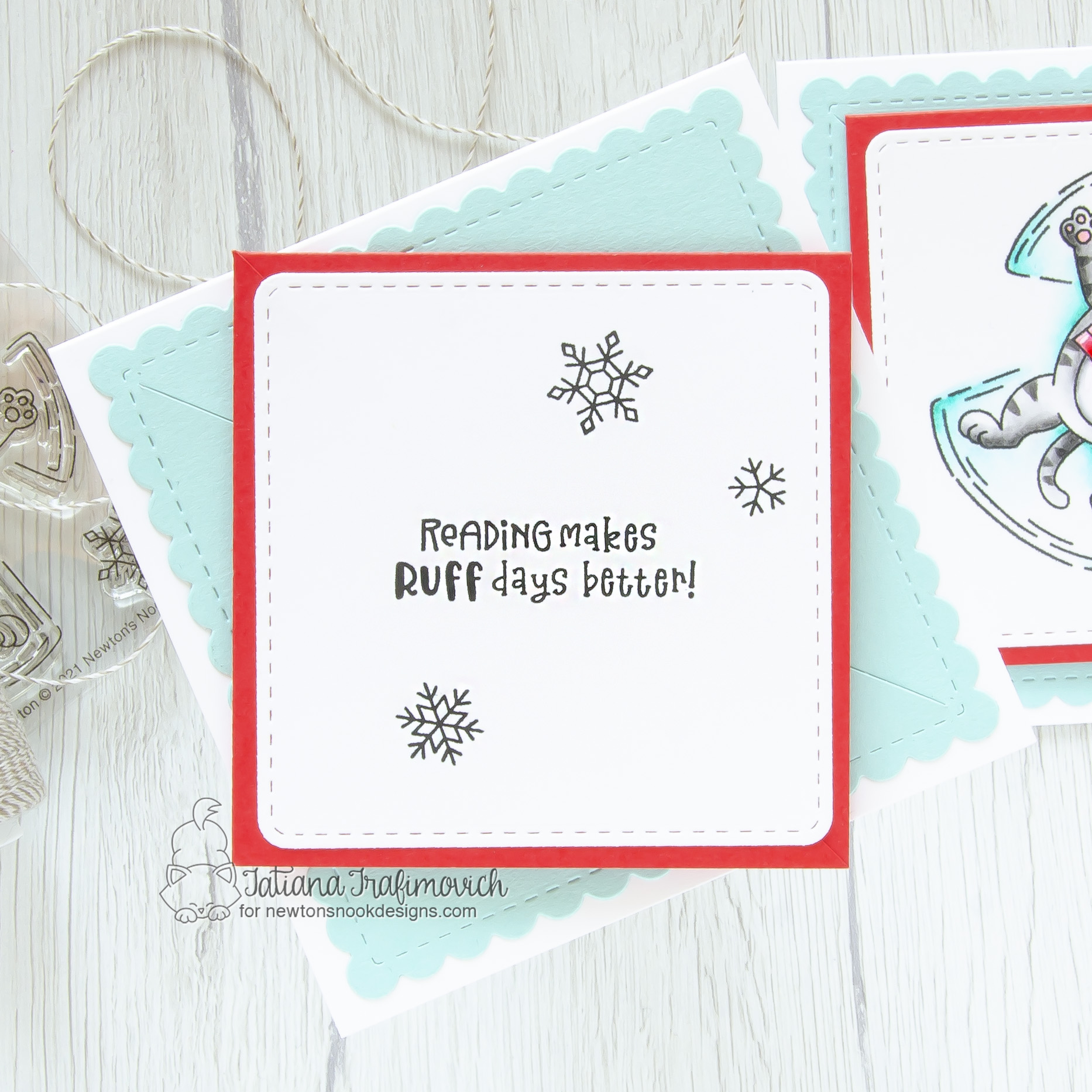 Freeze The Day #handmade card and bookmark by Tatiana Trafimovich #tatianacraftandart - Snow Angel Puppy stamp set by Newton's Nook Designs #newtonsnook