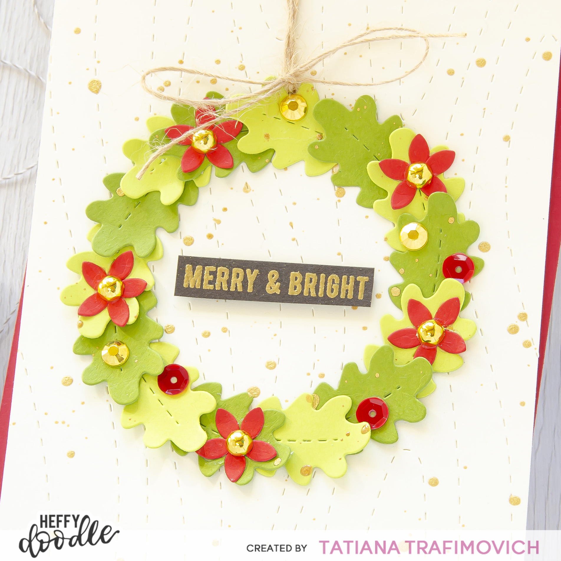 Merry & Bright #handmade card by Tatiana Trafimovich #tatianacraftandart - Forest Leaves Dies by Heffy Doodle #heffydoodle
