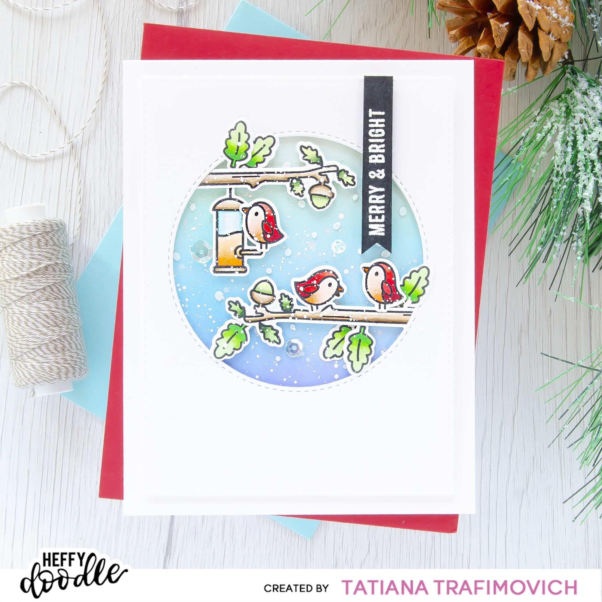 Merry & Bright #handmade card by Tatiana Trafimovich #tatianacraftandart - Nuts About You Stamp Set by Heffy Doodle #heffydoodle