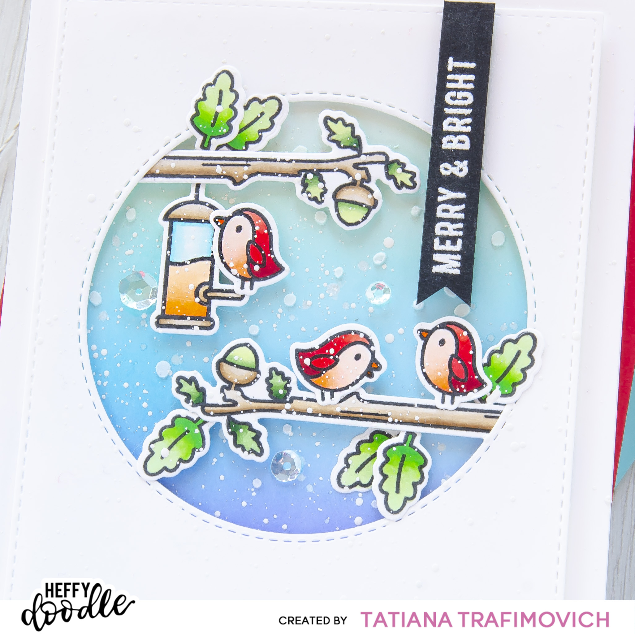 Merry & Bright #handmade card by Tatiana Trafimovich #tatianacraftandart - Nuts About You Stamp Set by Heffy Doodle #heffydoodle