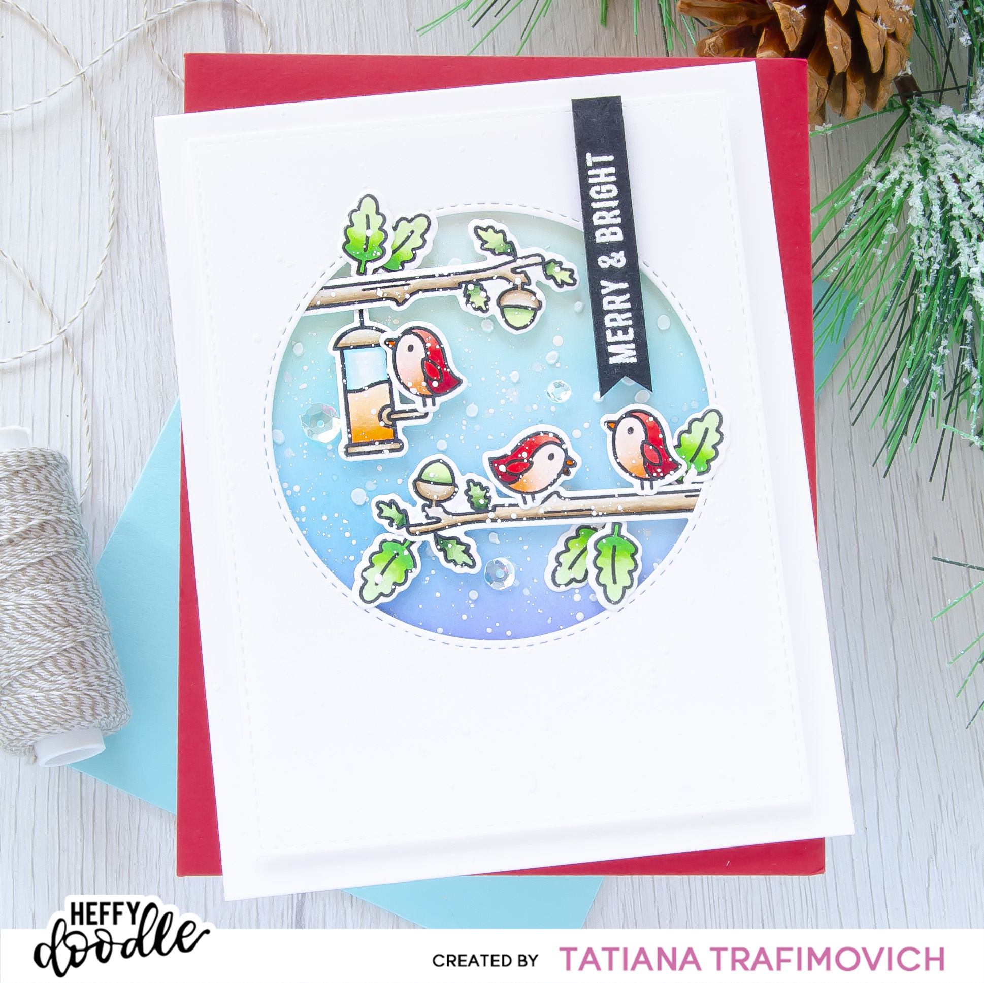 Merry & Bright #handmade card by Tatiana Trafimovich #tatianacraftandart - Nuts About You Stamp Set by Heffy Doodle #heffydoodle