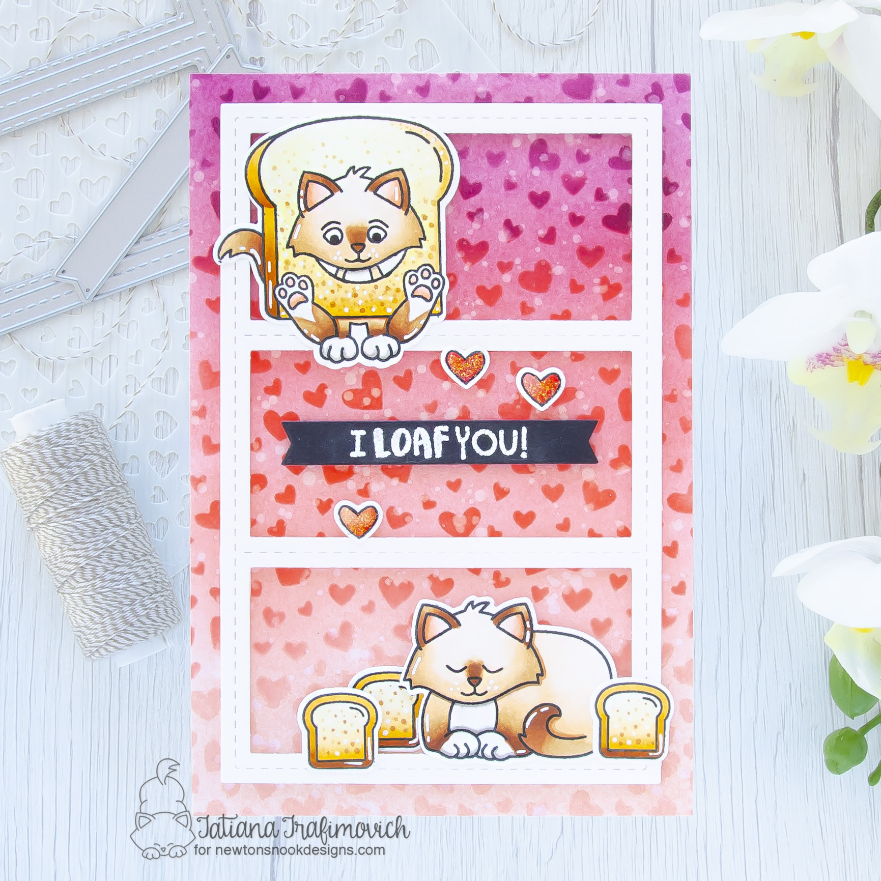 I Loaf You #handmade card by Tatiana Trafimovich #tatianacraftandart - Knead Kittens stamp set by Newton's Nook Designs #newtonsnook