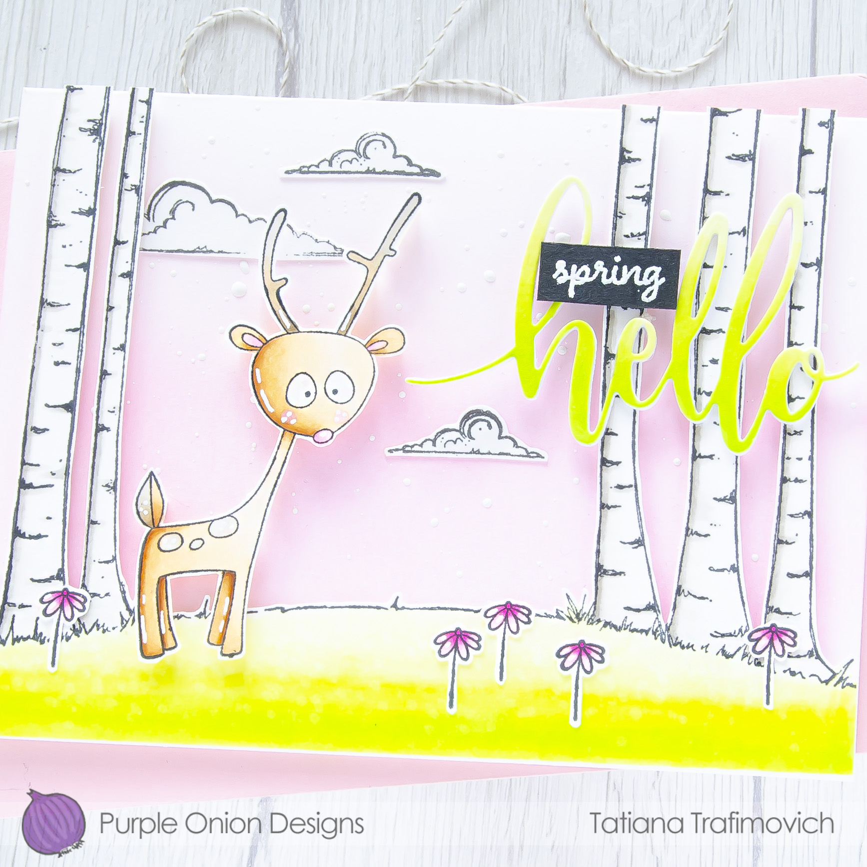 Hello Spring #handmade card by Tatiana Trafimovich #tatianacraftandart - stamps by Purple Onion Designs