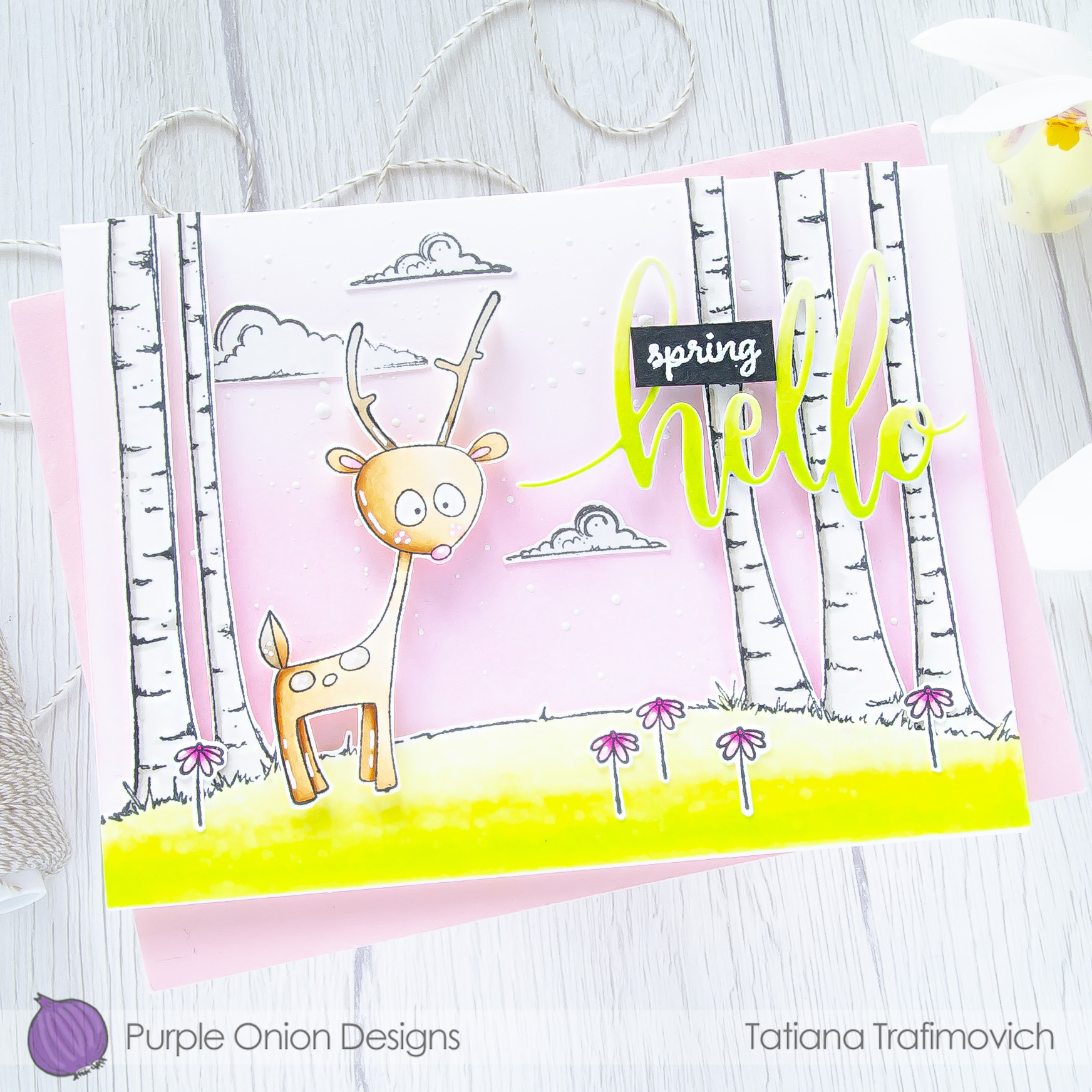 Hello Spring #handmade card by Tatiana Trafimovich #tatianacraftandart - stamps by Purple Onion Designs