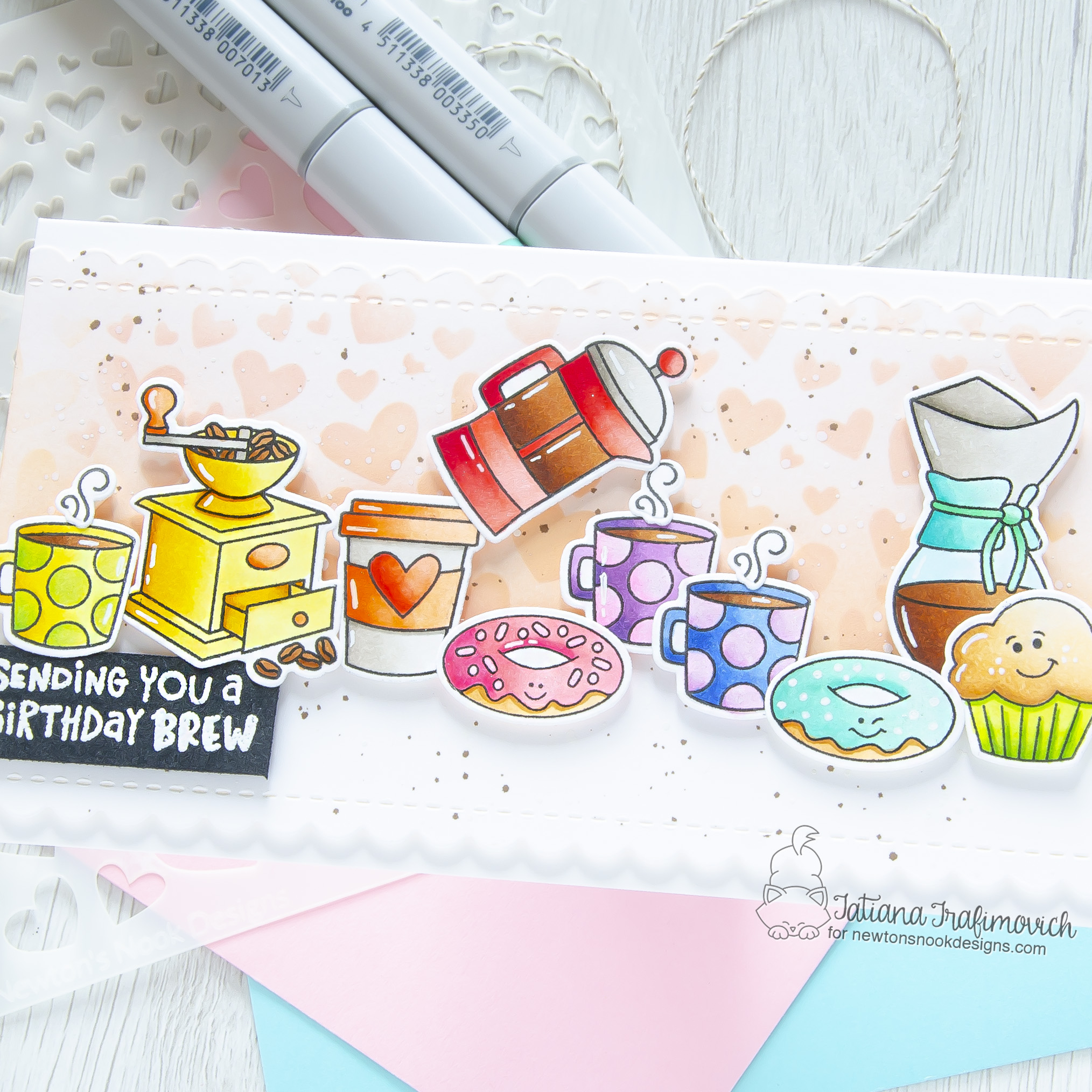 Sending You A Birthday Brew #handmade card by Tatiana Trafimovich #tatianacraftandart - Time For Coffee stamp set by Newton's Nook Designs #newtonsnook