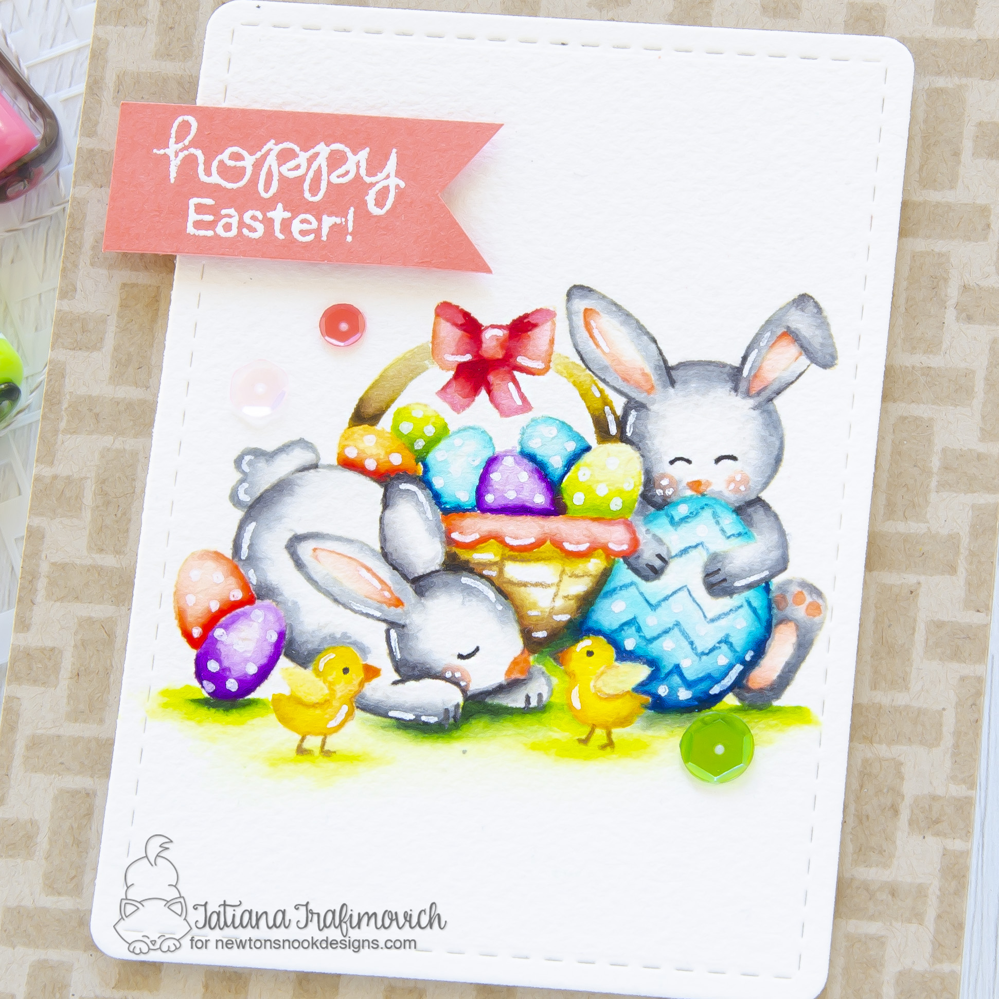 Hoppy Easter #handmade card by Tatiana Trafimovich #tatianacraftandart - Hop Into Spring stamp set by Newton's Nook Designs #newtonsnook