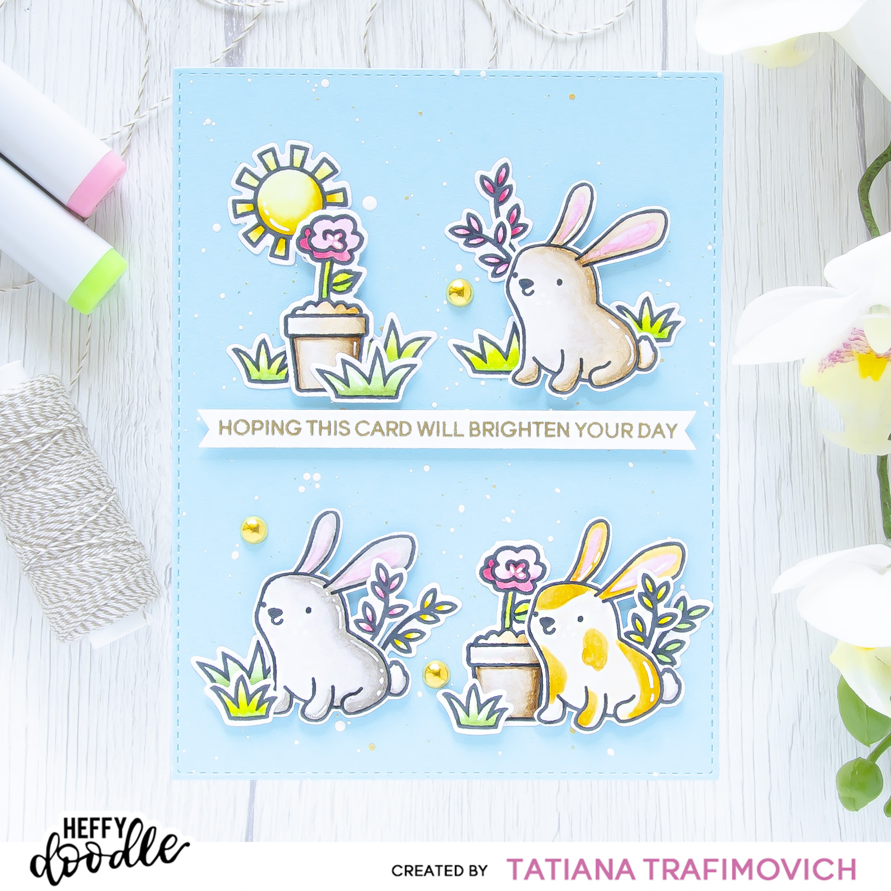 Hope This Card Will Brighten Your Day #handmade card by Tatiana Trafimovich #tatianacraftandart - stamps and dies by Heffy Doodle #heffydoodle