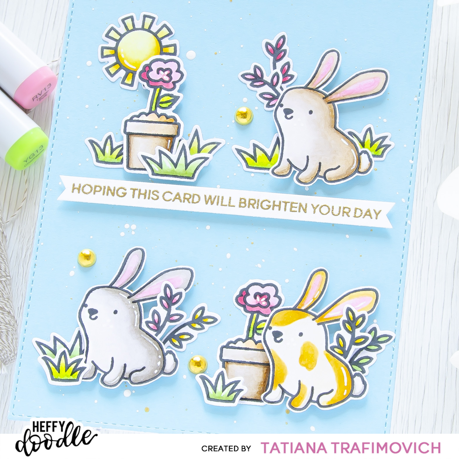 Hope This Card Will Brighten Your Day #handmade card by Tatiana Trafimovich #tatianacraftandart - stamps and dies by Heffy Doodle #heffydoodle