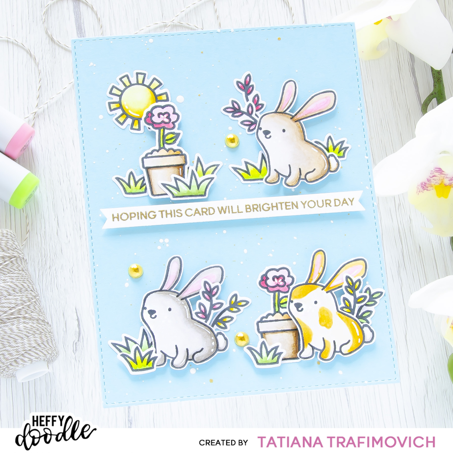 Hope This Card Will Brighten Your Day #handmade card by Tatiana Trafimovich #tatianacraftandart - stamps and dies by Heffy Doodle #heffydoodle