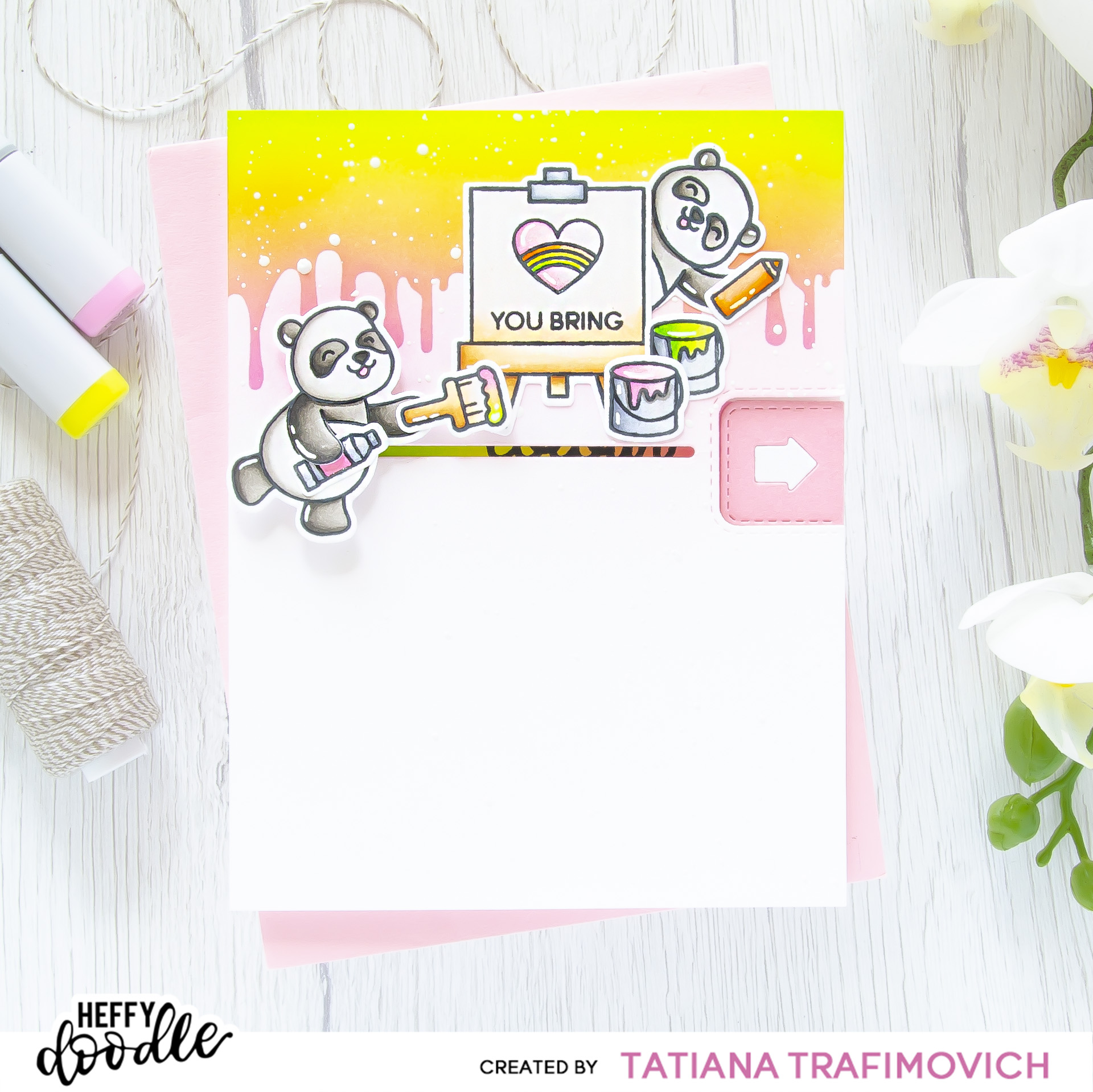 You Bring Colour To My World #handmade card by Tatiana Trafimovich #tatianacraftandart - Pandtastic Painters Stamp Set by Heffy Doodle #heffydoodle