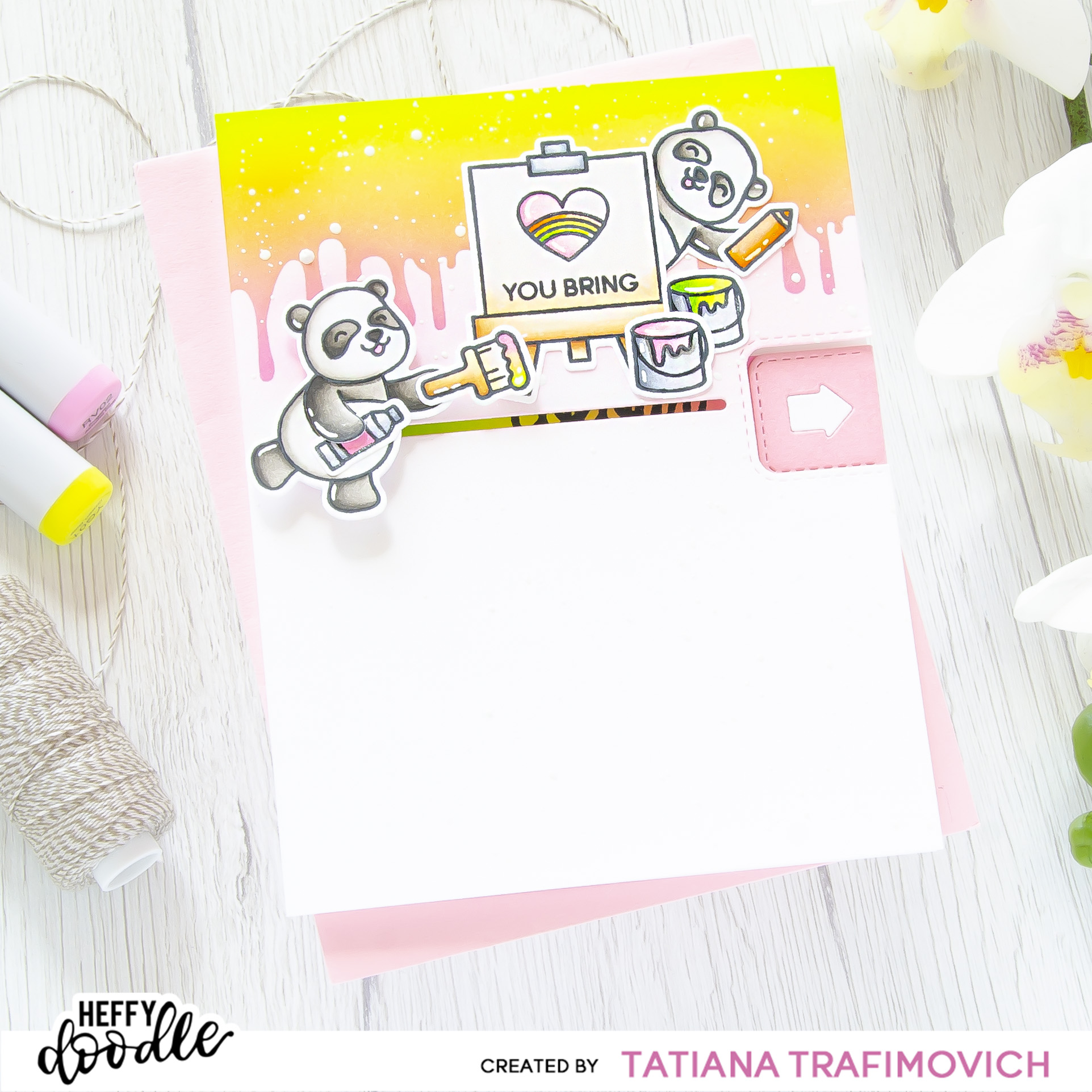 You Bring Colour To My World #handmade card by Tatiana Trafimovich #tatianacraftandart - Pandtastic Painters Stamp Set by Heffy Doodle #heffydoodle