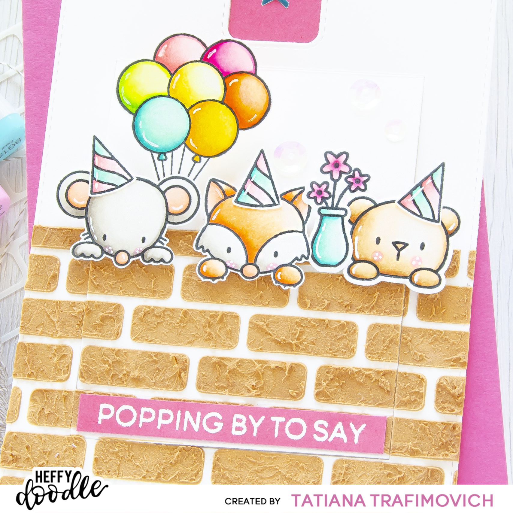 Popping By To Say... Happy Birthday! #handmade card by Tatiana Trafimovich #tatianacraftandart - Popping By Stamp Set by Heffy Doodle #heffydoodle