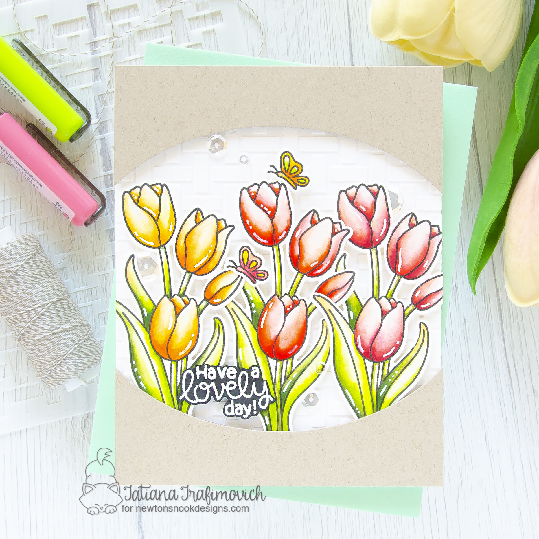 Have A Lovely Day #handmade card by Tatiana Trafimovich #tatianacraftandart - Tulips stamp set by Newton's Nook Designs #newtonsnook