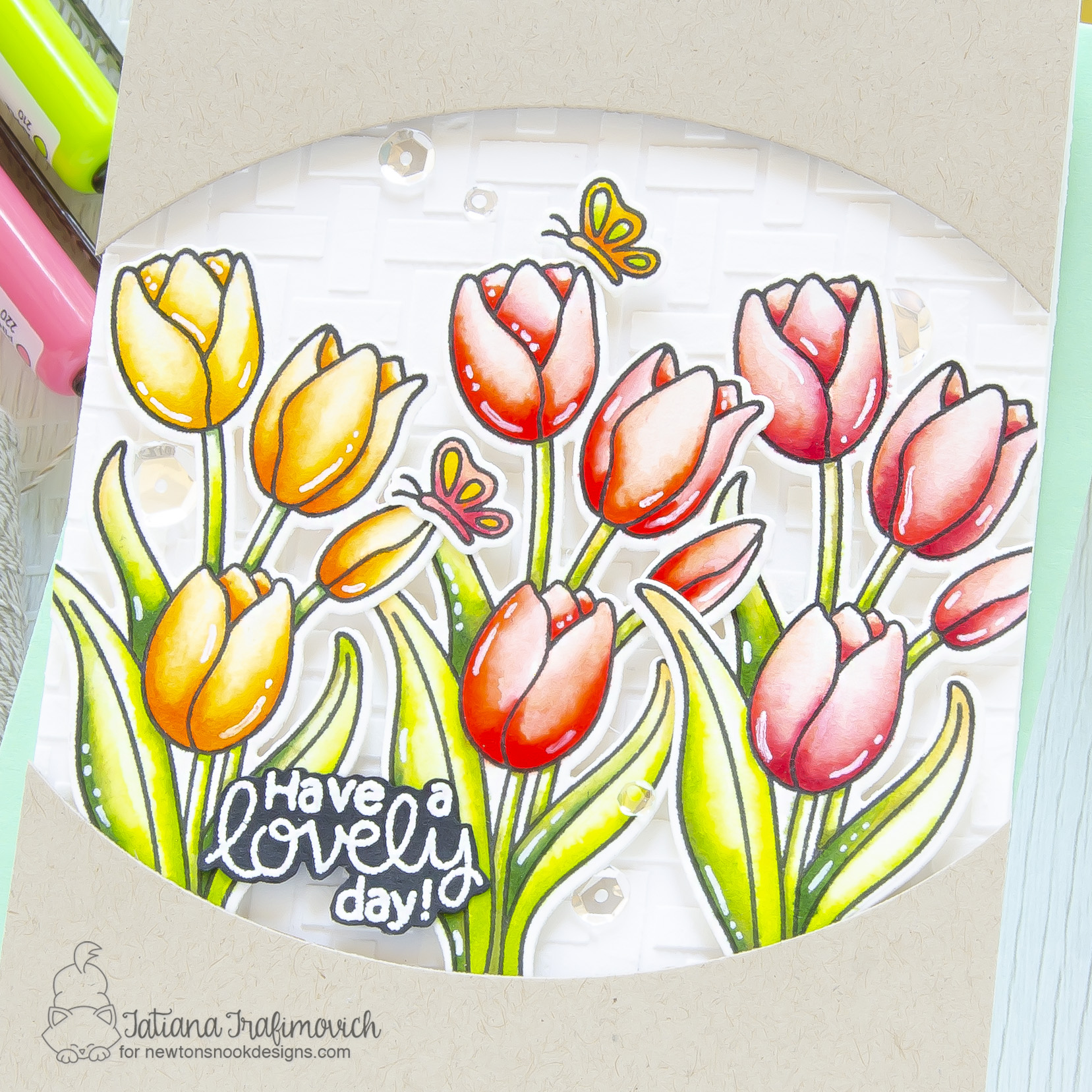 Have A Lovely Day #handmade card by Tatiana Trafimovich #tatianacraftandart - Tulips stamp set by Newton's Nook Designs #newtonsnook