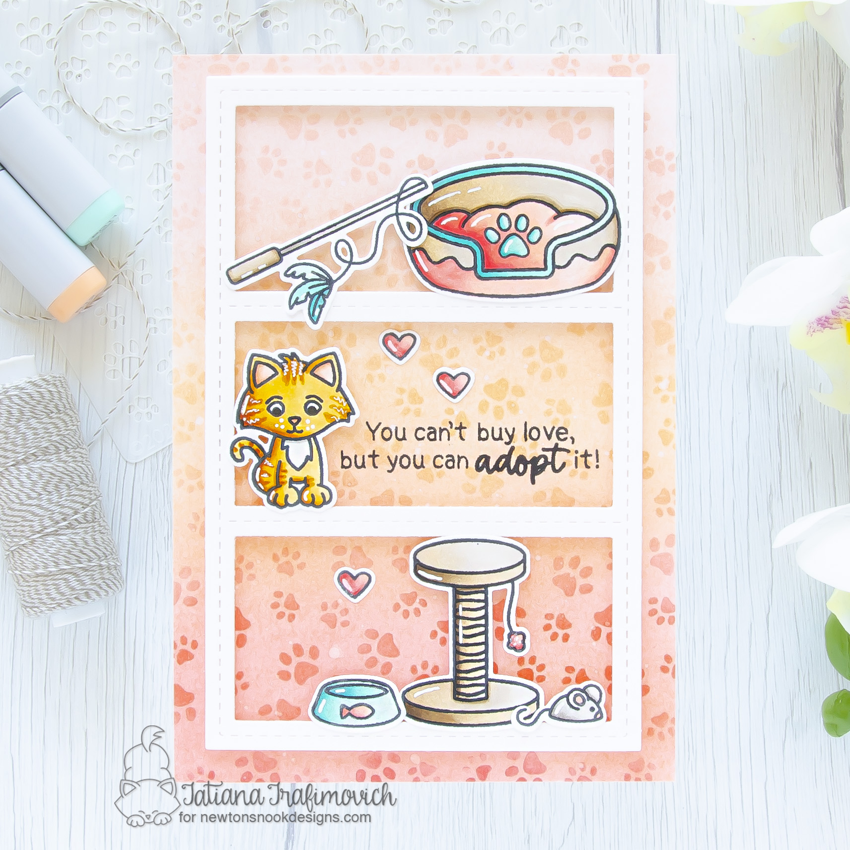 You Can't Buy Love... #handmade card by Tatiana Trafimovich #tatianacraftandart - Welcome New Cat stamp set by Newton's Nook Designs #newtonsnook