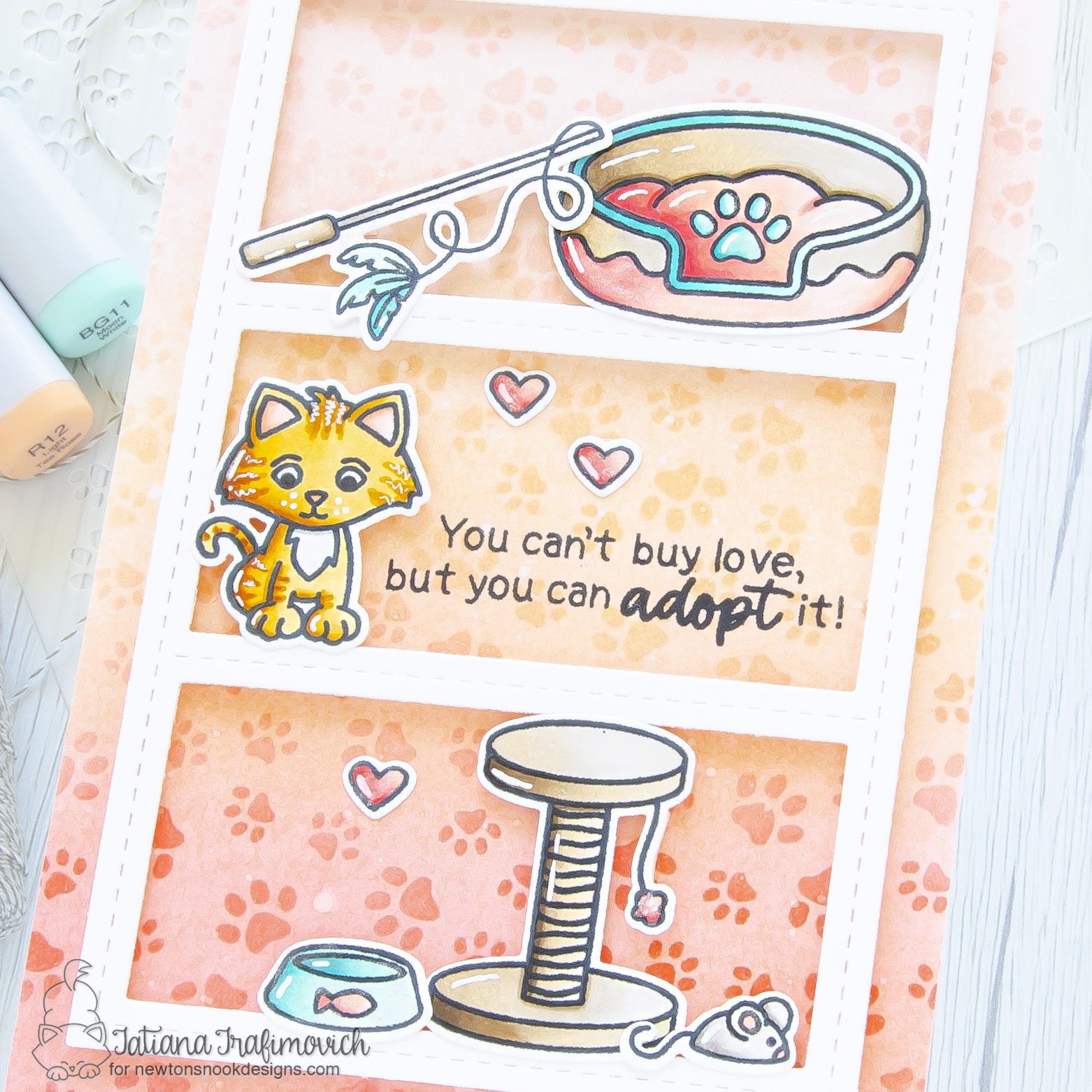 You Can't Buy Love... #handmade card by Tatiana Trafimovich #tatianacraftandart - Welcome New Cat stamp set by Newton's Nook Designs #newtonsnook